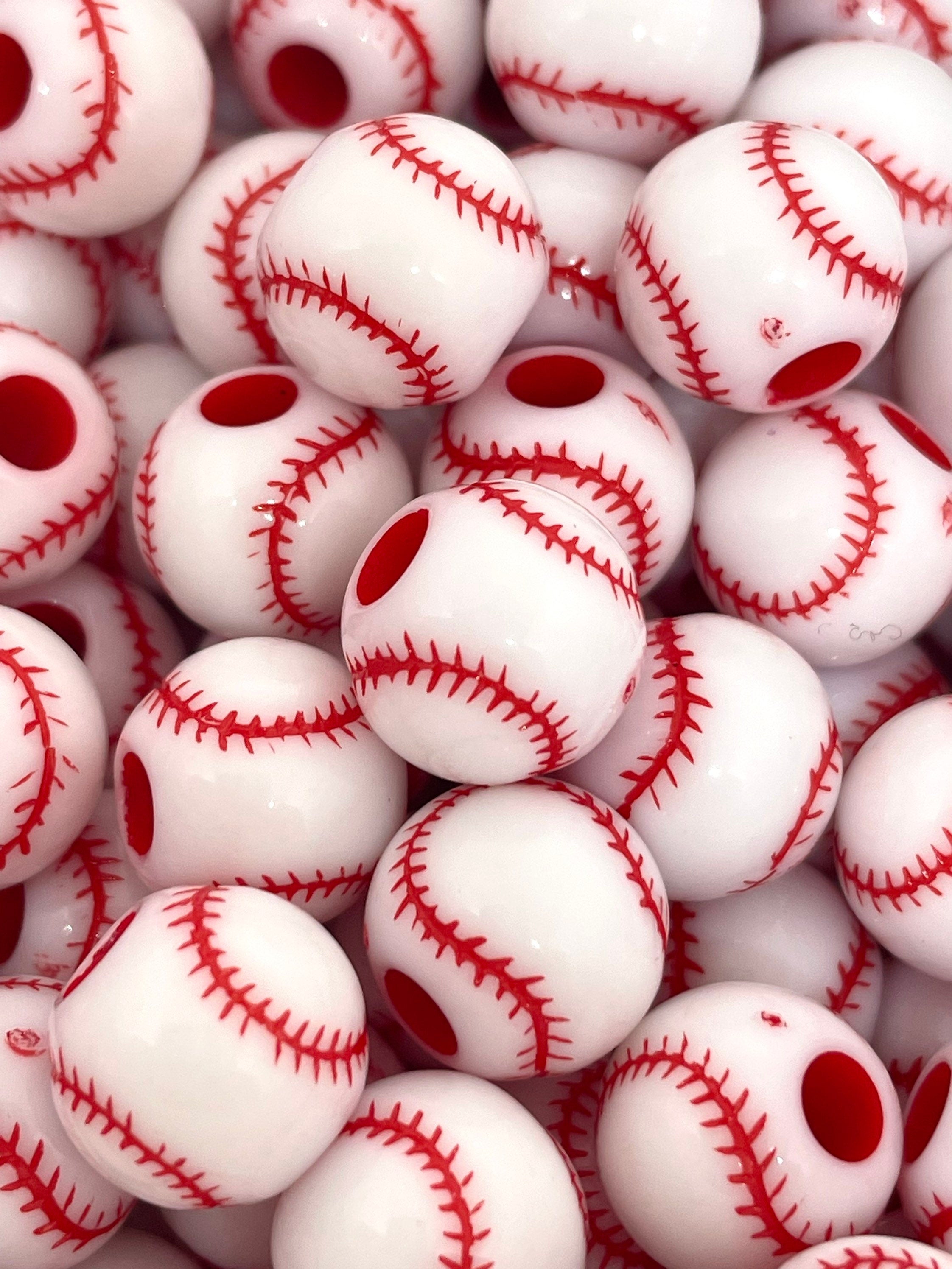 Sports Baseball Beads for Lanyard, Keychain, Baseball Charm, Baseball Pendant, Sports Beads for Jewelry Making, World Series Fan