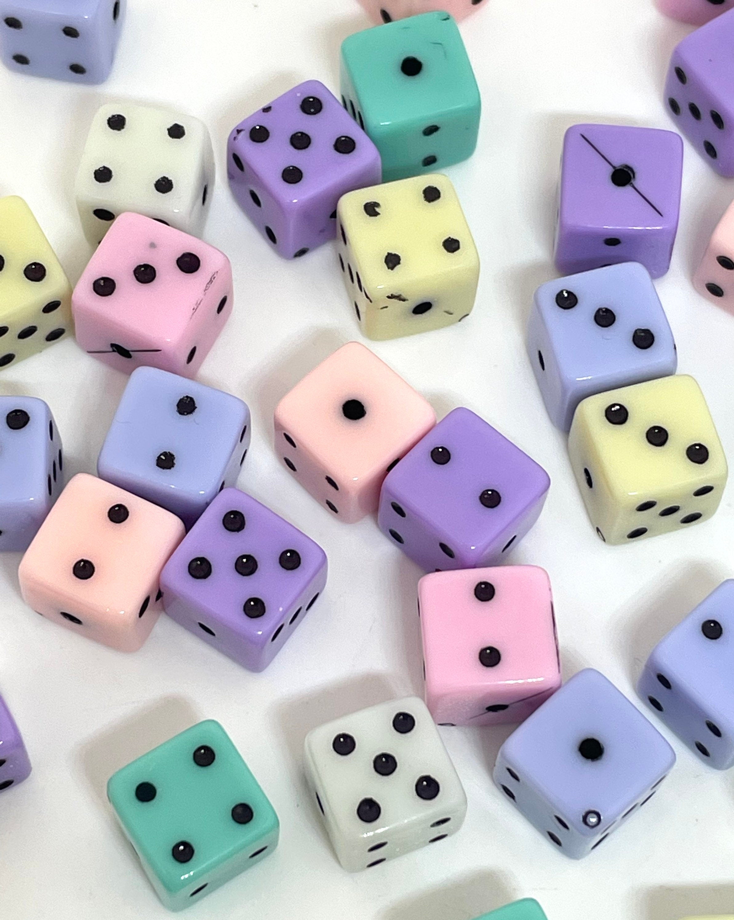 Kawaii Pastel Dice Beads for Jewelry Making, Kawaii Jewelry, Pastel Beads, Square Beads