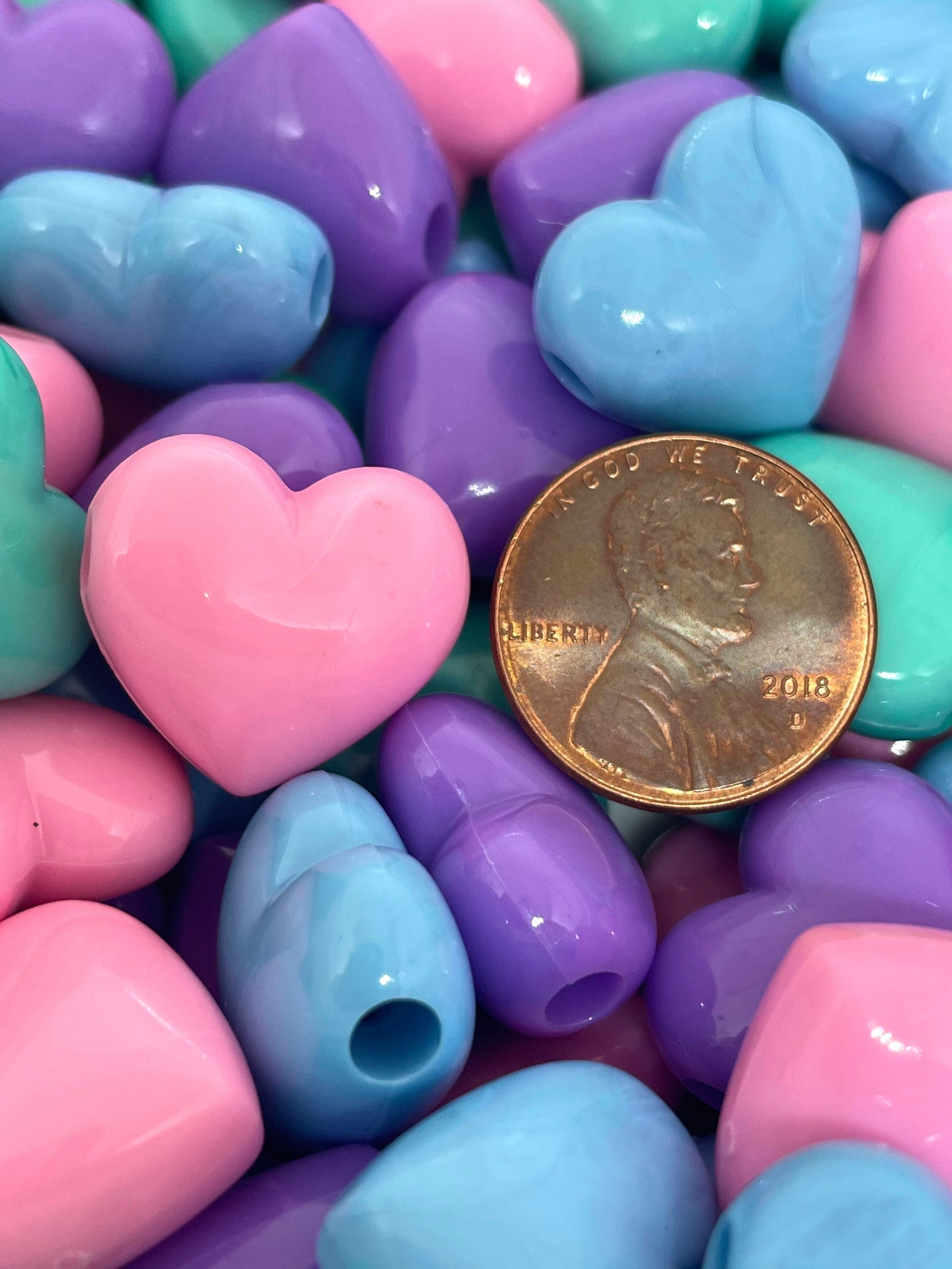 18mm Pastel Heart Beads