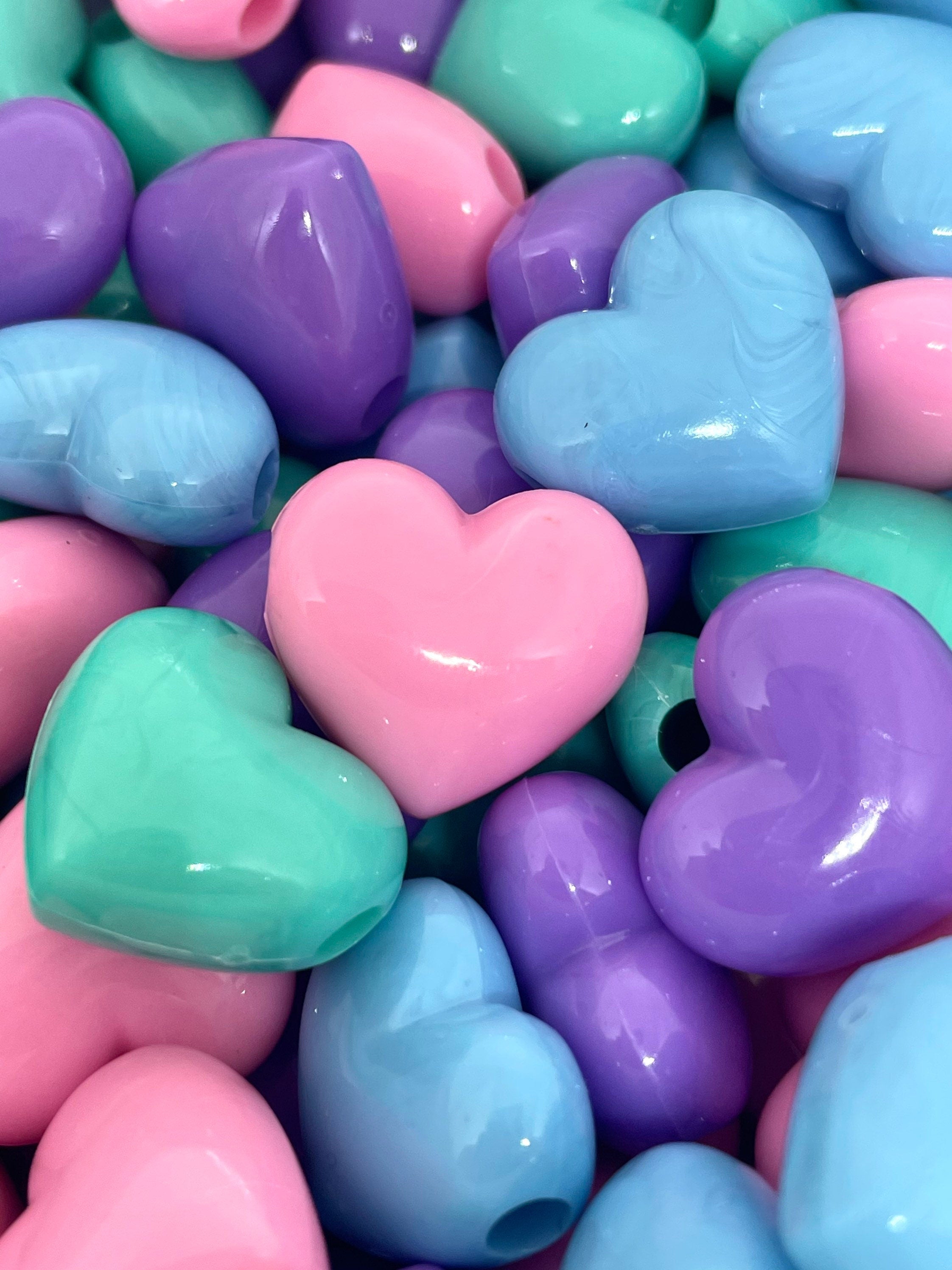 18mm Pastel Heart Beads