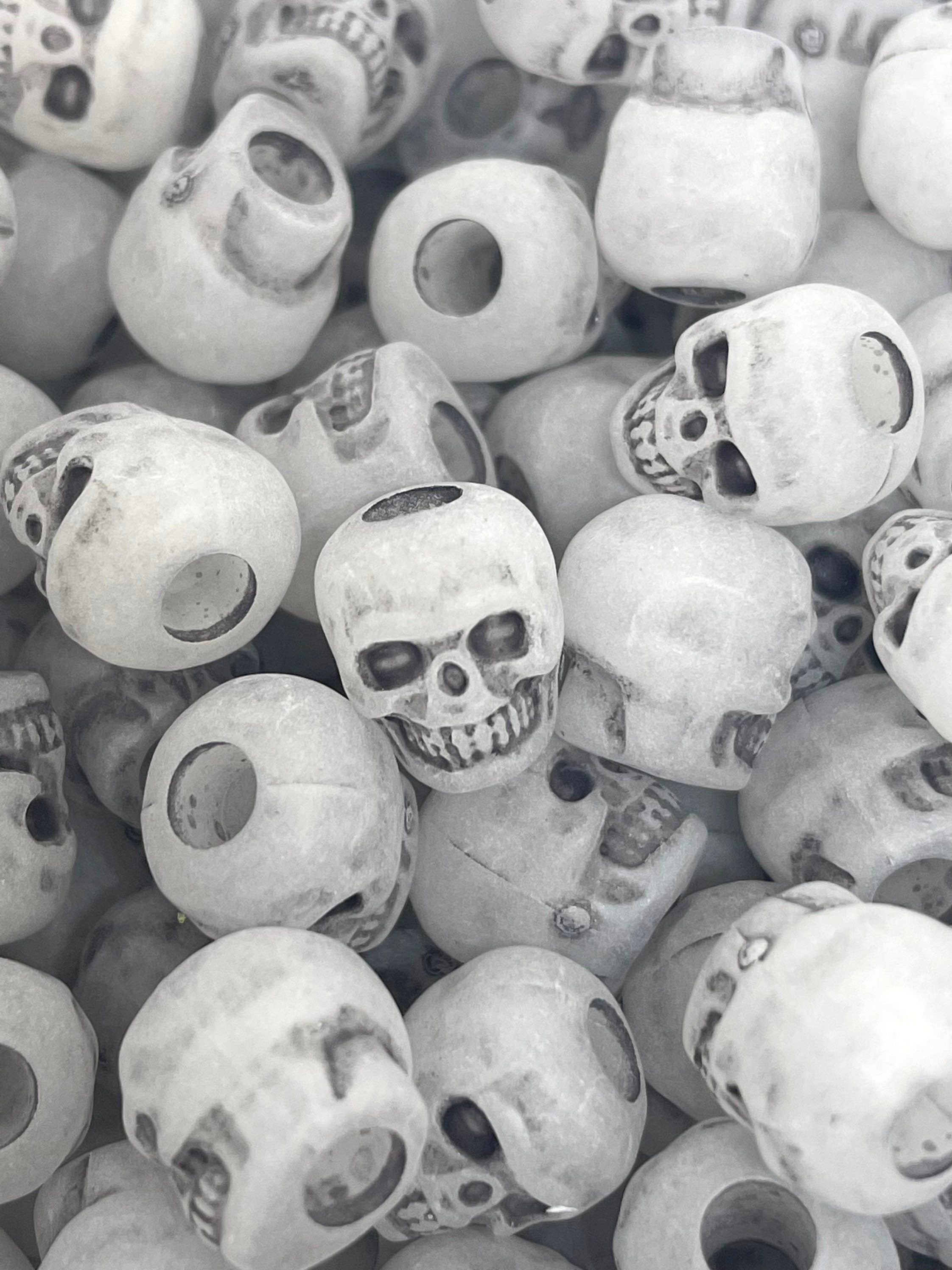 Creepy Skull Beads for Halloween, Creepy Beads, Skeleton Beads, Day of the Dead Beads, Dia De Los Muertos beads for jewelry, Halloween Beads