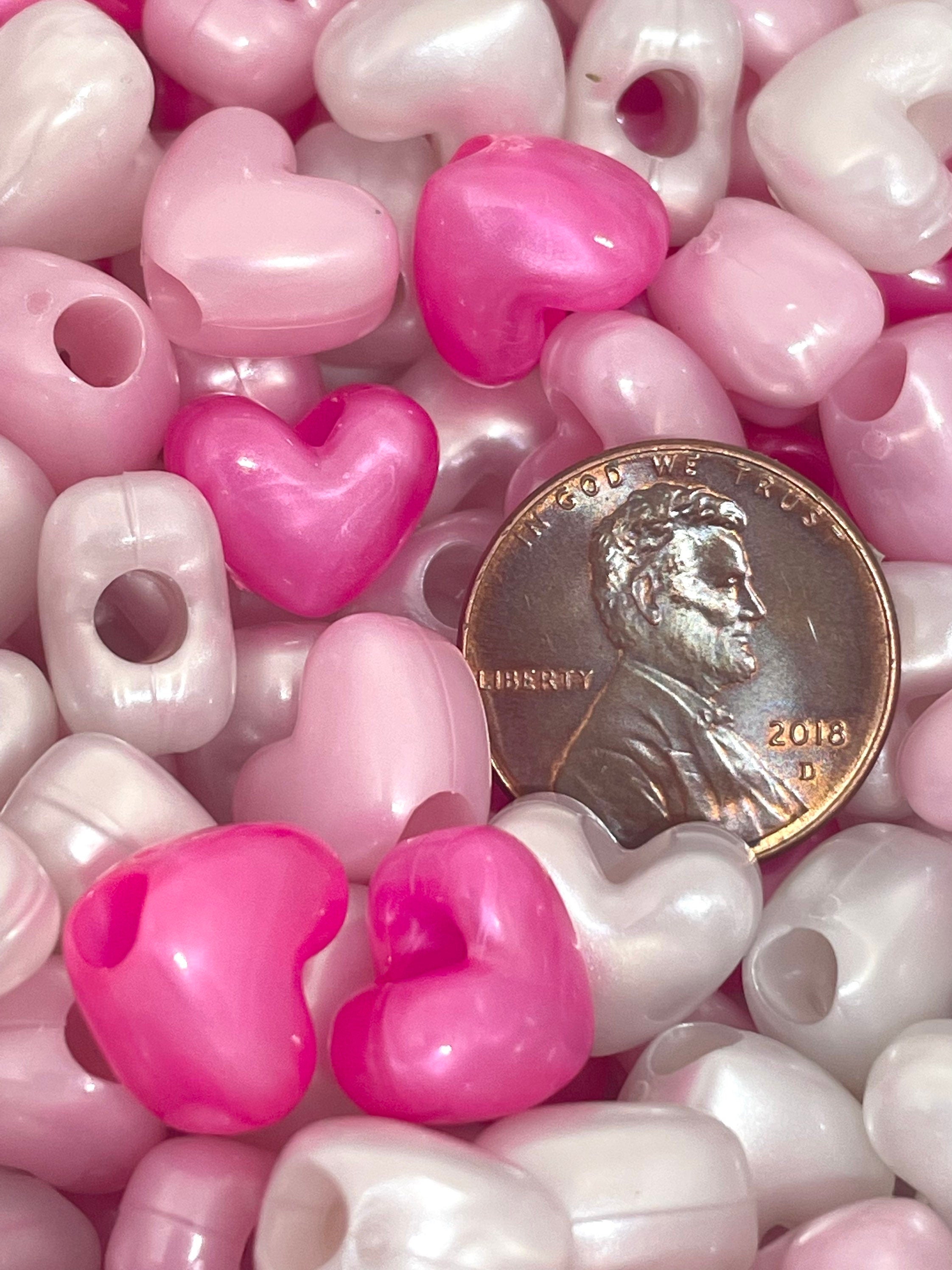 Cute Pearl Pink Heart Bead Assortment, Heart Bead Set for Valentine's Day, Valentines Day Beads for Jewelry Making, Pink Beads