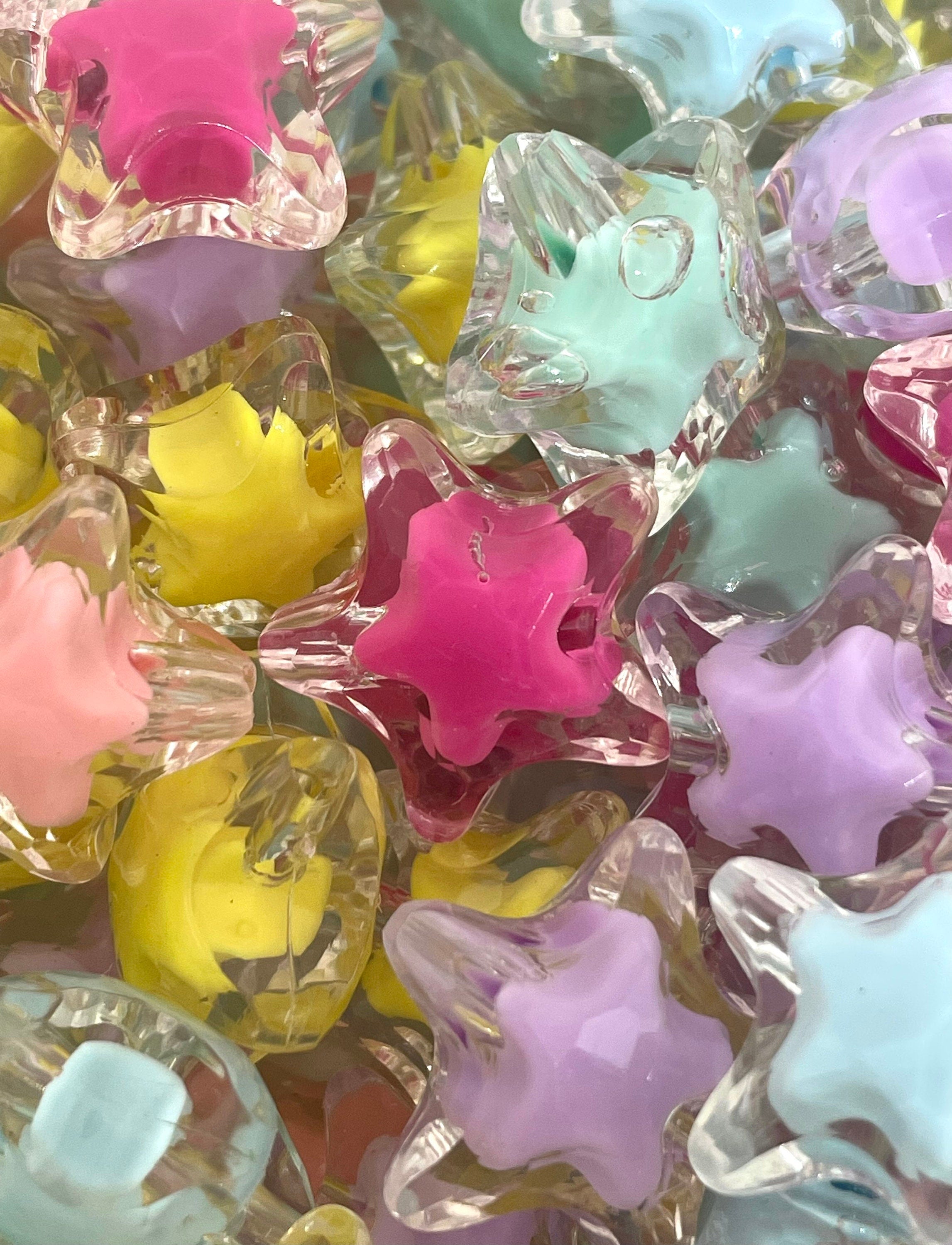 Chunky Pastel Stars for Jewelry Making, Star Beads, Star Charm for Necklace, Celestial Beads