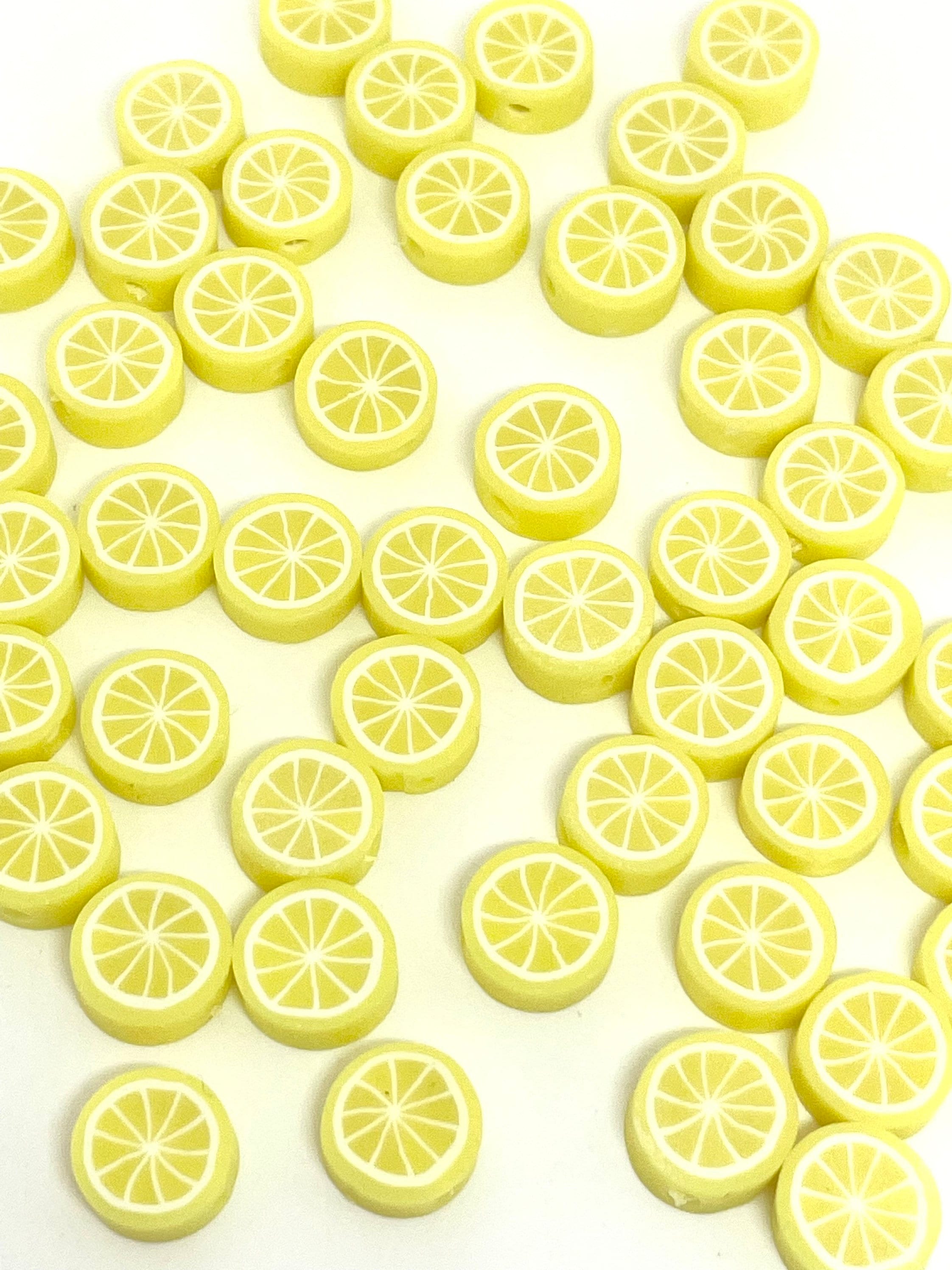 Clay Lemon Beads for Jewelry Making, Lemon Slice Beads, Lemon Charm, Fruit Charm, Fruit Jewelry for Bracelet, Lemon Pendant