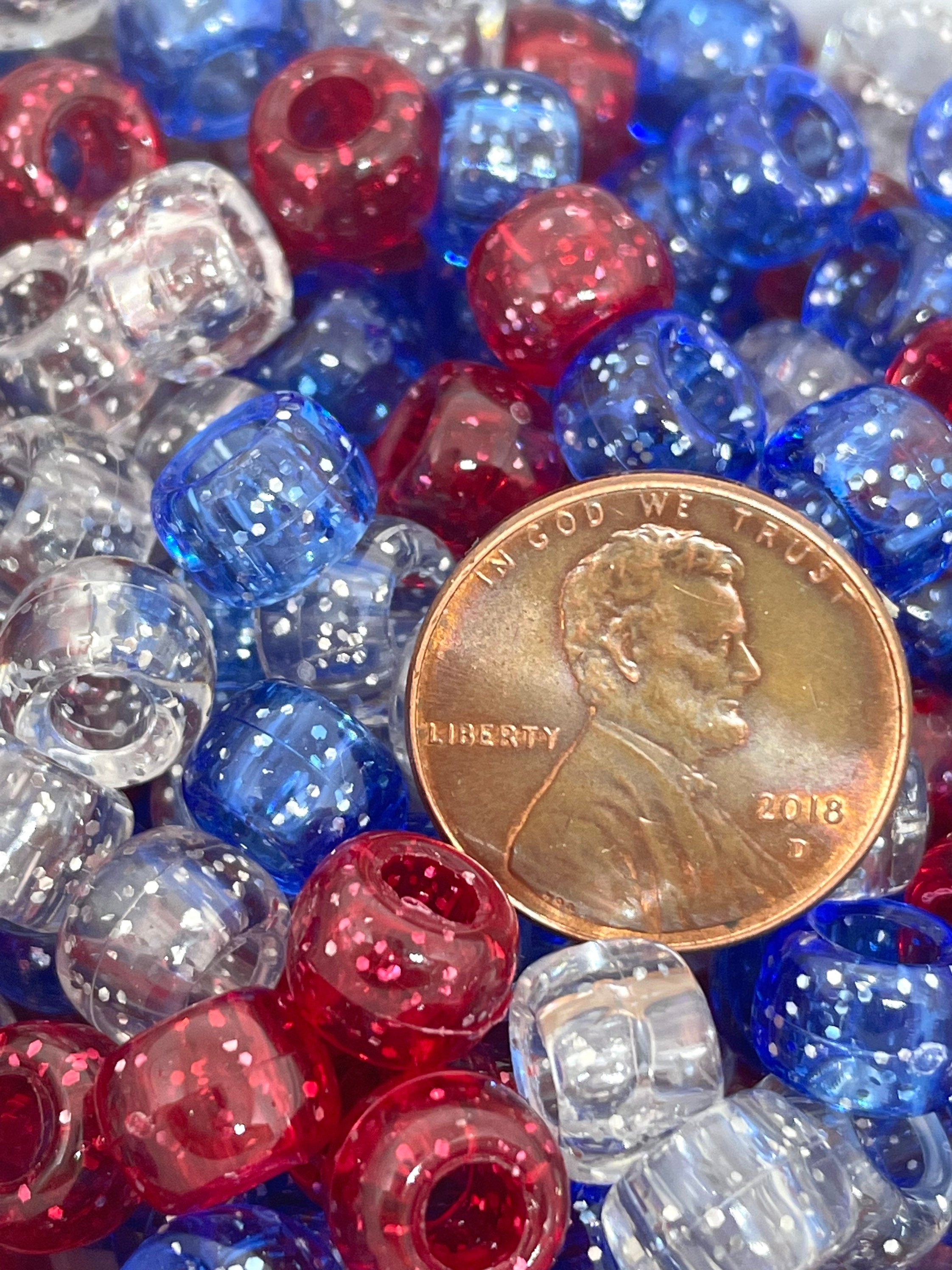 Fireworks Pony Beads, Fourth of July Themed Jewelry, Bracelet, Kandi Beads, Glitter Barrels, America Beads, Independence Day Jewelry