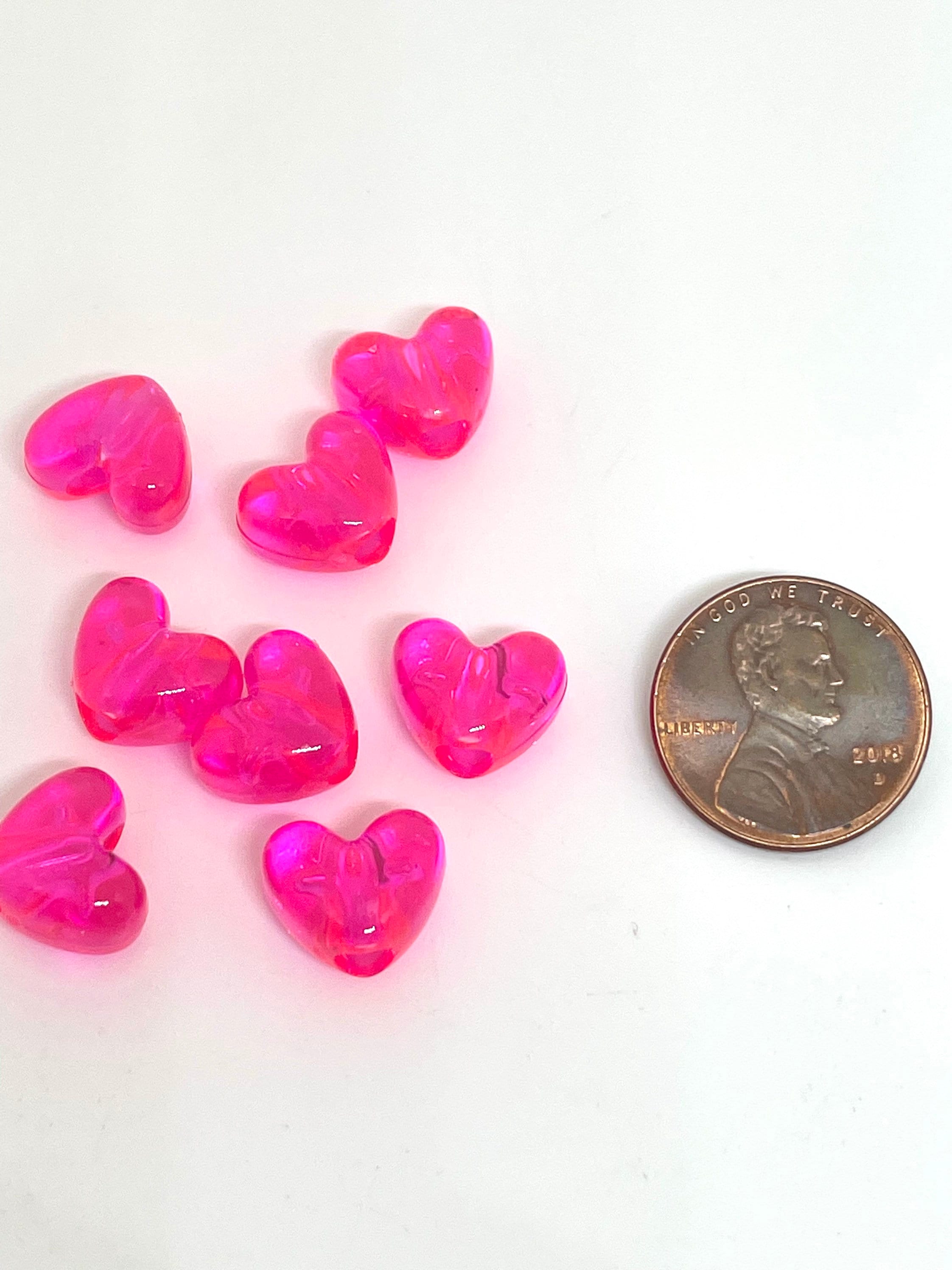 Hot Pink Heart Beads for Jewelry Making, Bright Pink Beads for Bracelet, Valentines Day Beads, Valentines Day Jewelry