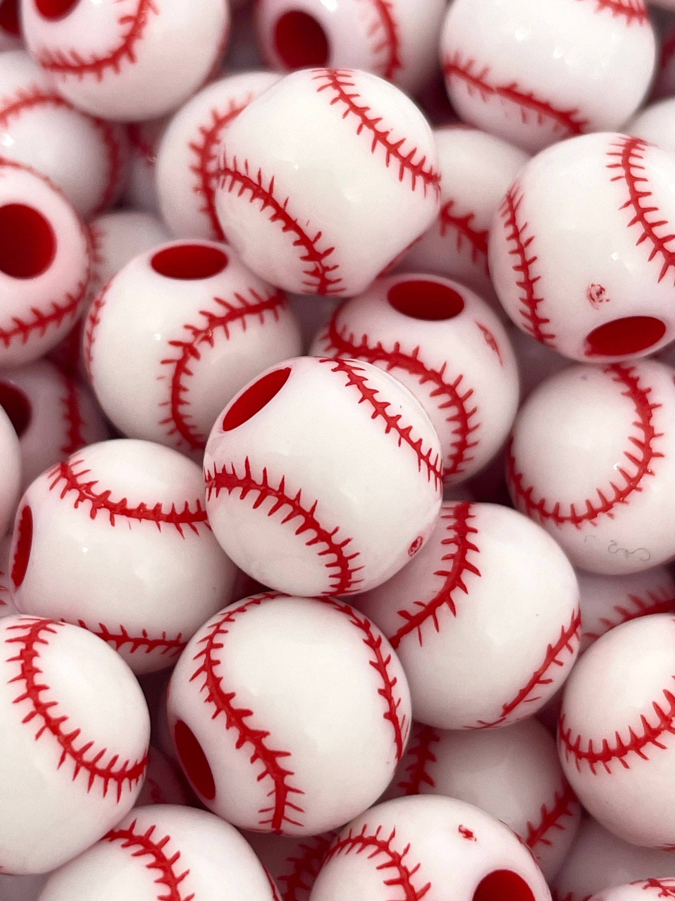 Sports Baseball Beads for Lanyard, Keychain, Baseball Charm, Baseball Pendant, Sports Beads for Jewelry Making, World Series Fan