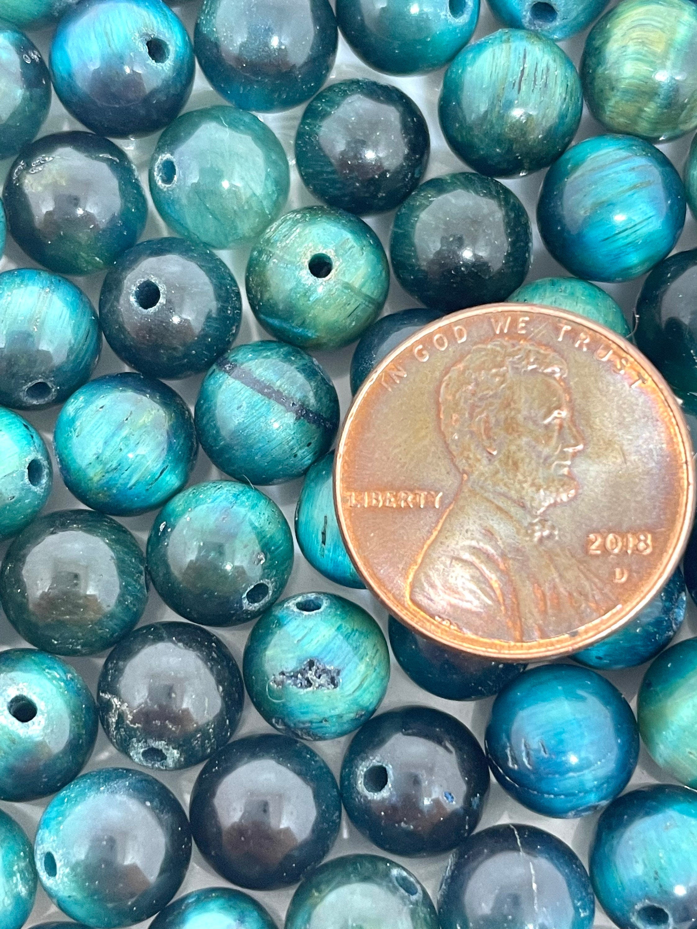 8mm Bright Blue Tiger Eye Beads