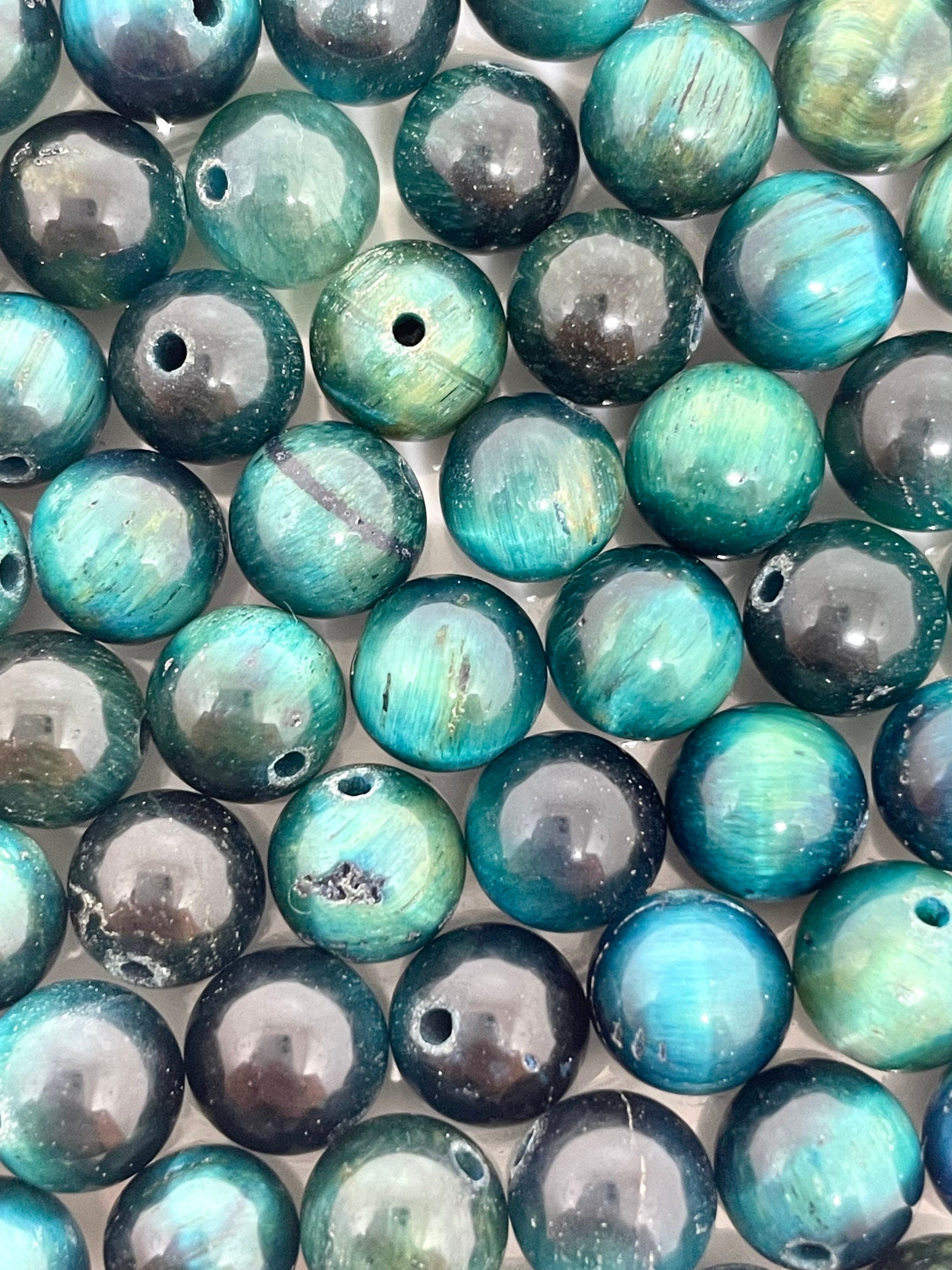 8mm Bright Blue Tiger Eye Beads