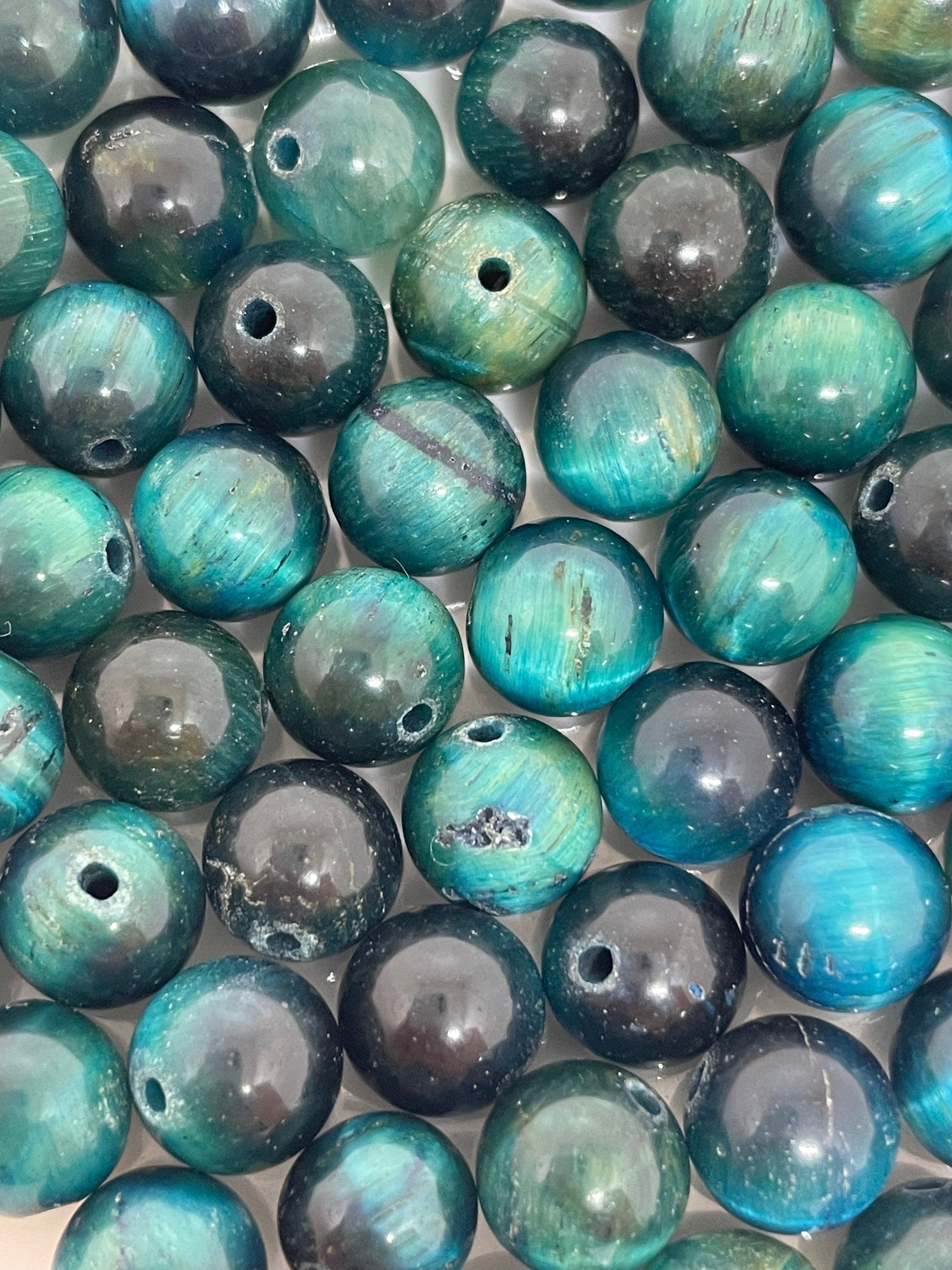 8mm Bright Blue Tiger Eye Beads
