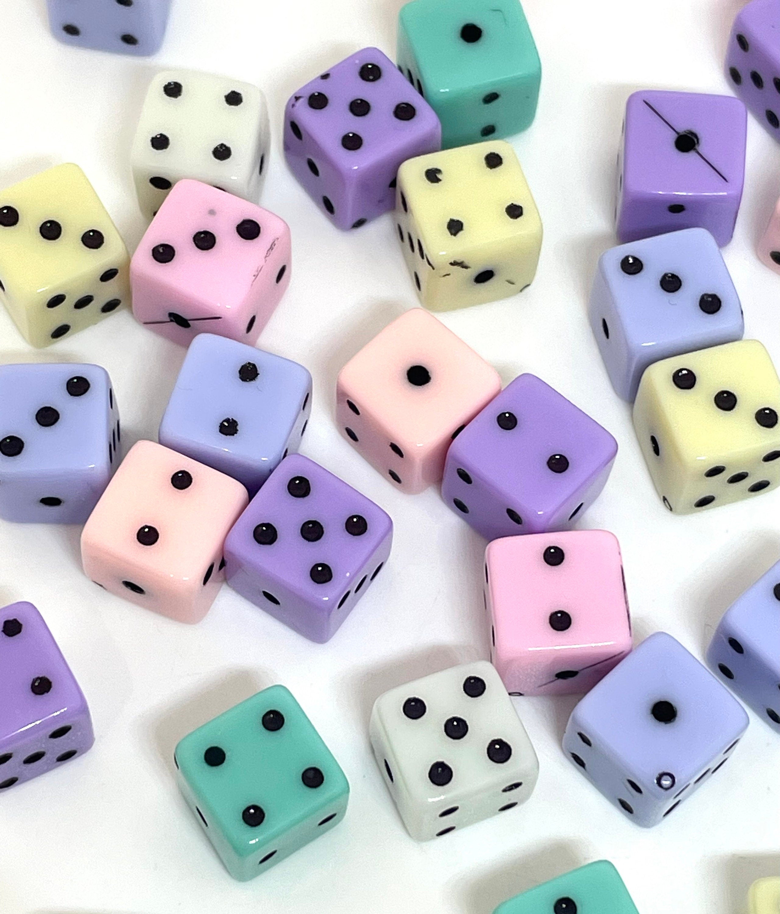 Kawaii Pastel Dice Beads for Jewelry Making, Kawaii Jewelry, Pastel Beads, Square Beads