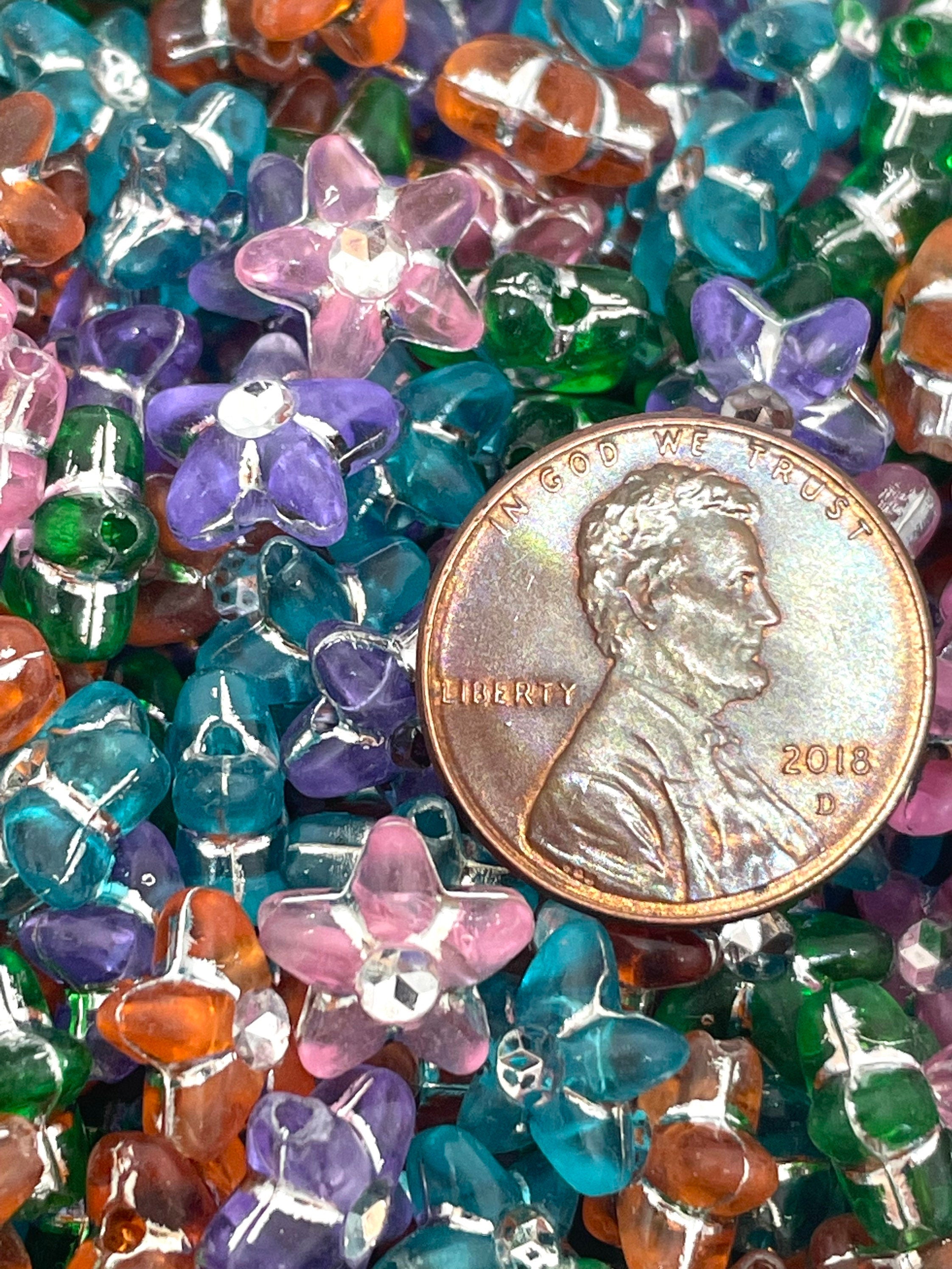 Easter Flower Beads for Jewelry Making, Easter Basket, Kids Crafts, Plastic Beads, Translucent Beads