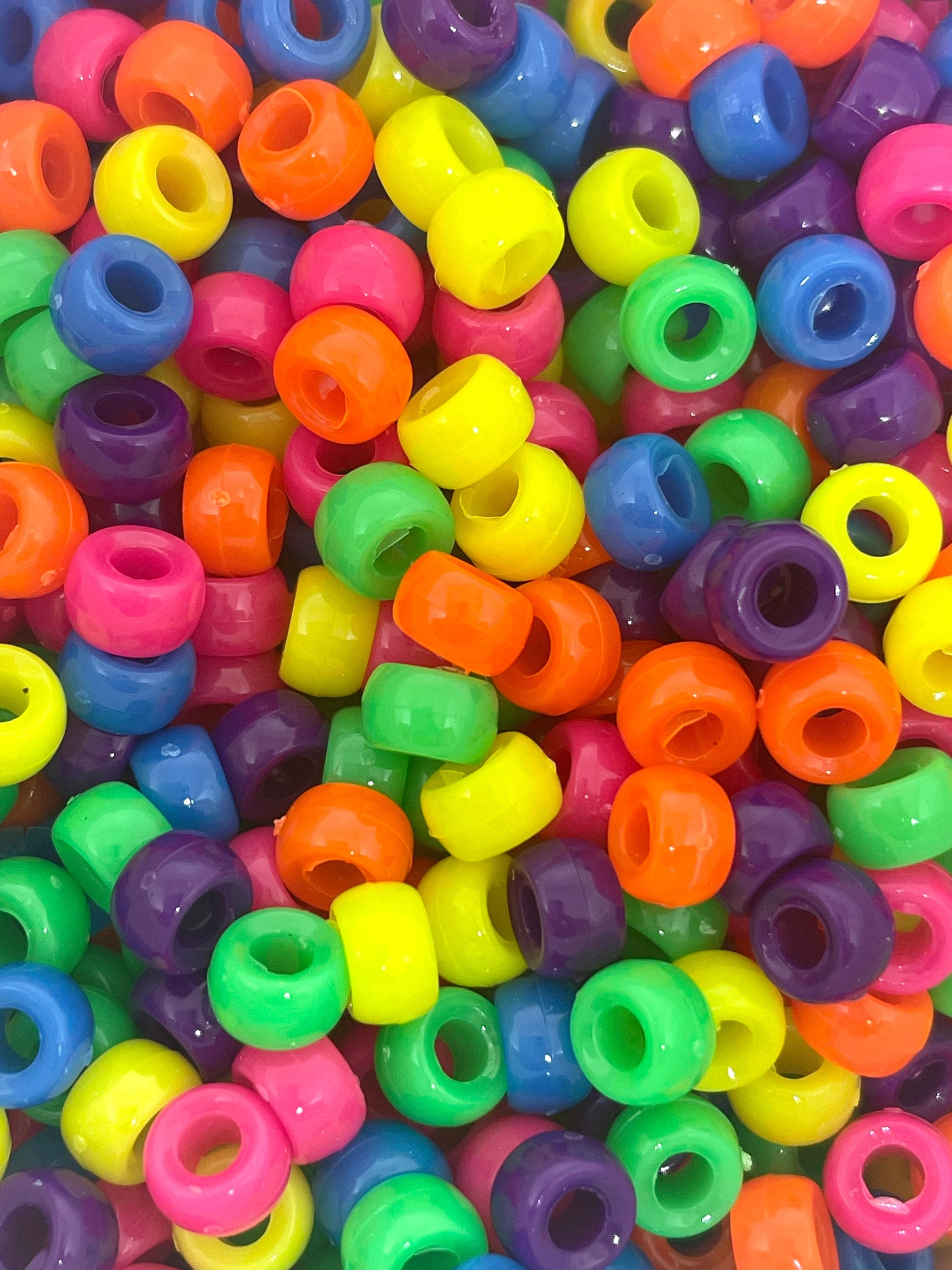 Mini Neon Bright Barrel Beads for Jewelry Making, Mini Pony Beads, Tiny Bright Colored Beads for Bracelet, Kandi Beads, EDM, Rave Jewelry