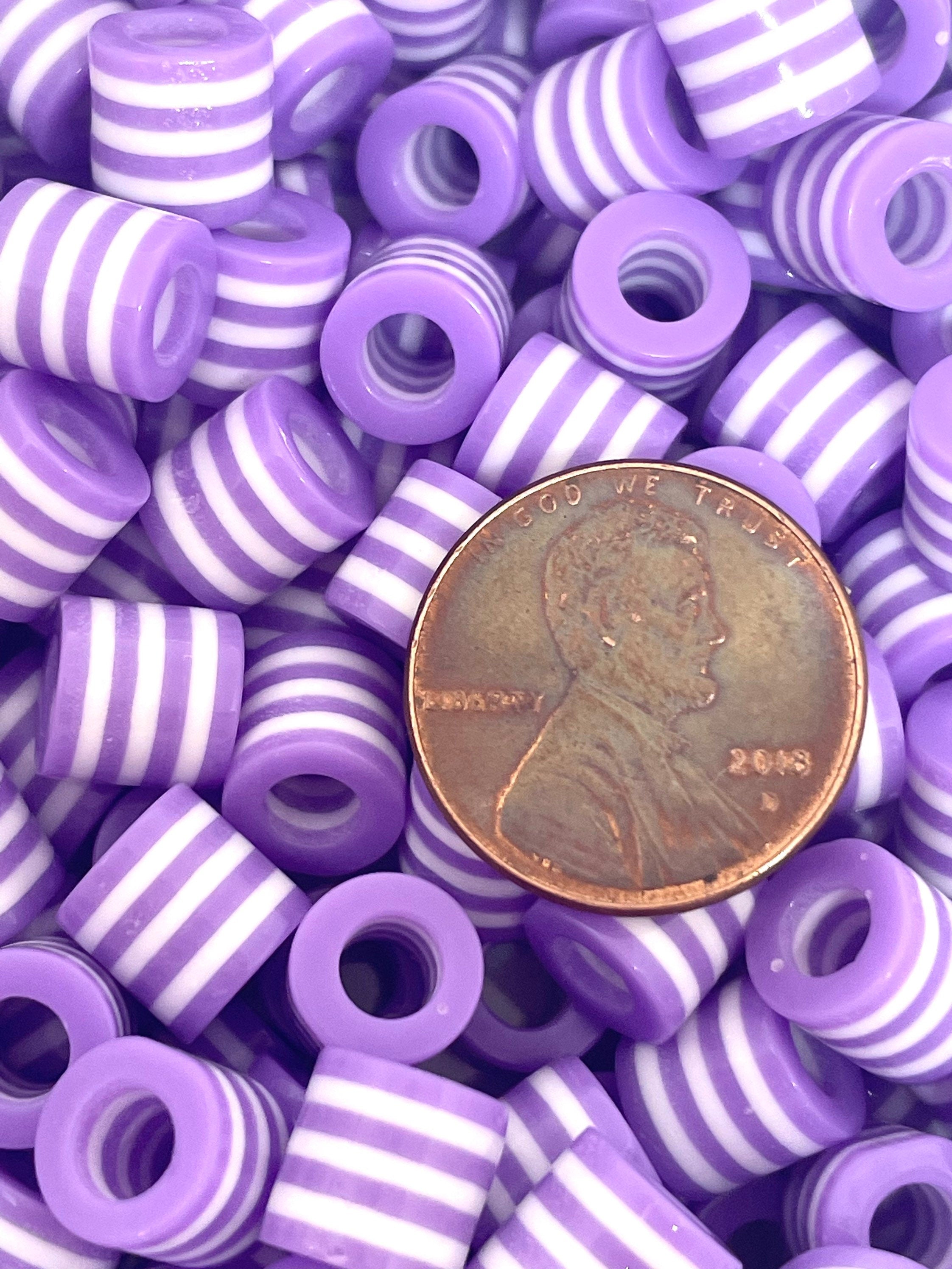 Purple Striped Drum Beads for Jewelry Making, Bracelet, Necklace, Hair, Striped Beads, Purple Beads, Lavender Themed