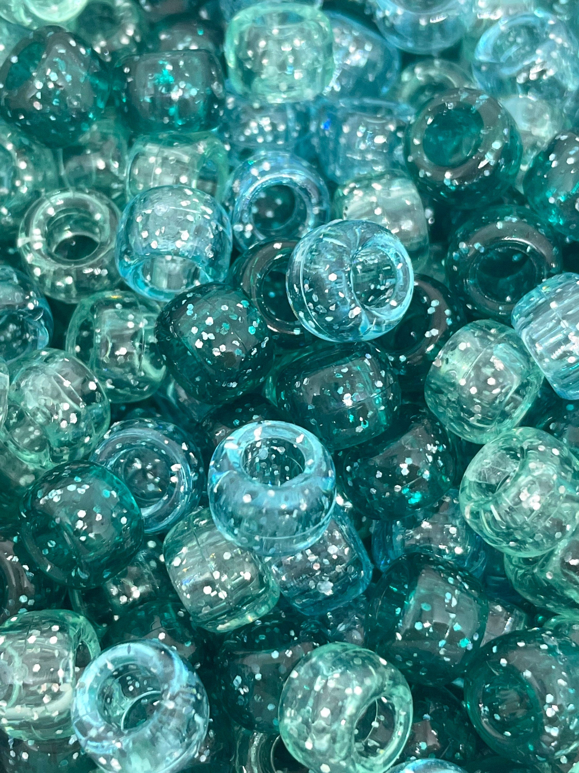 Frozen Themed Sparkle Bead Mix for Party, Blue Themed Beads, Glitter Bead Assortment, Bulk Beads, Sea Themed Barrel Beads