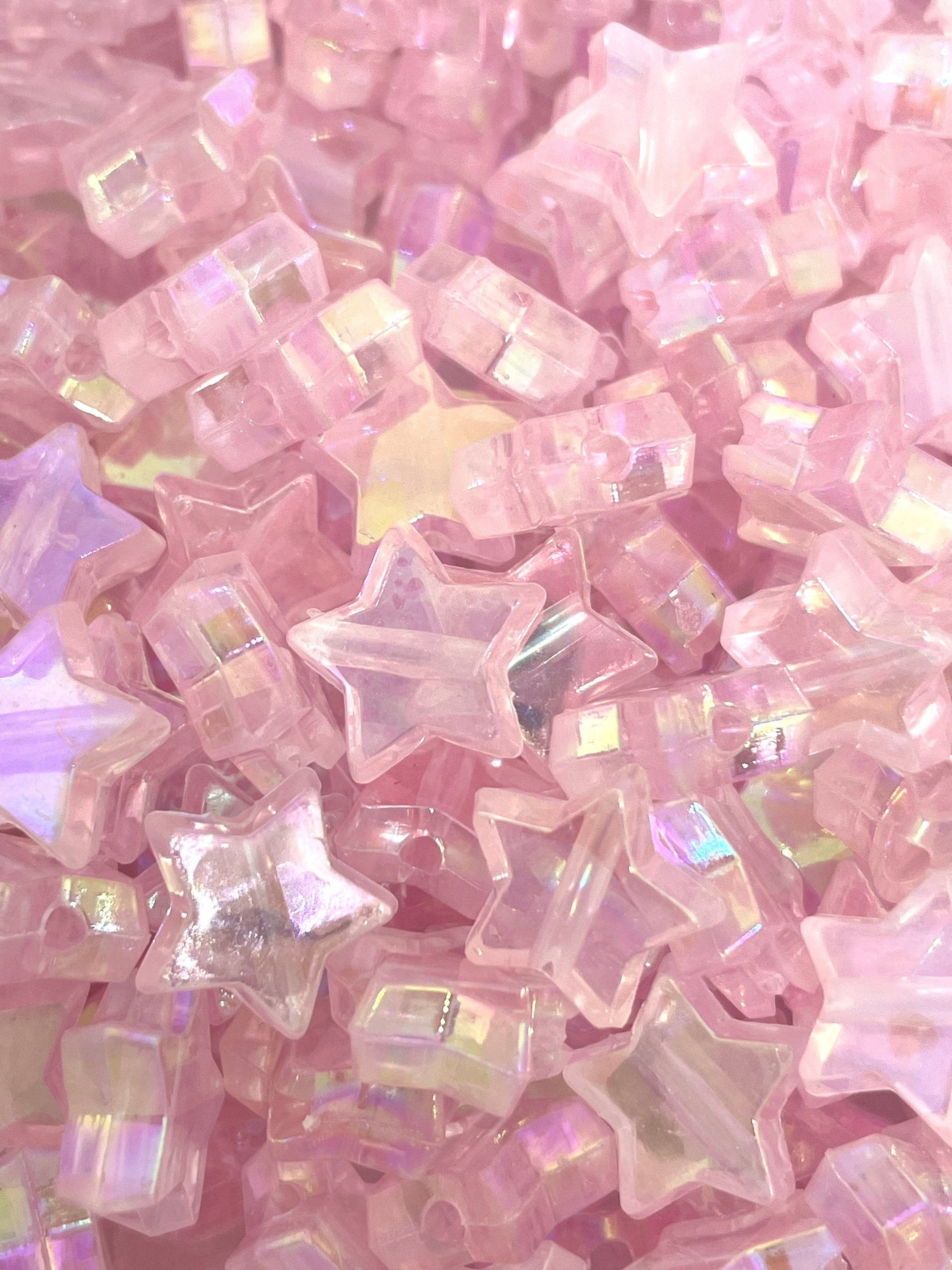 Iridescent Baby Pink Star Beads, Star Shaped Beads for Jewelry Making, Necklace, Bracelet, Celestial Jewelry