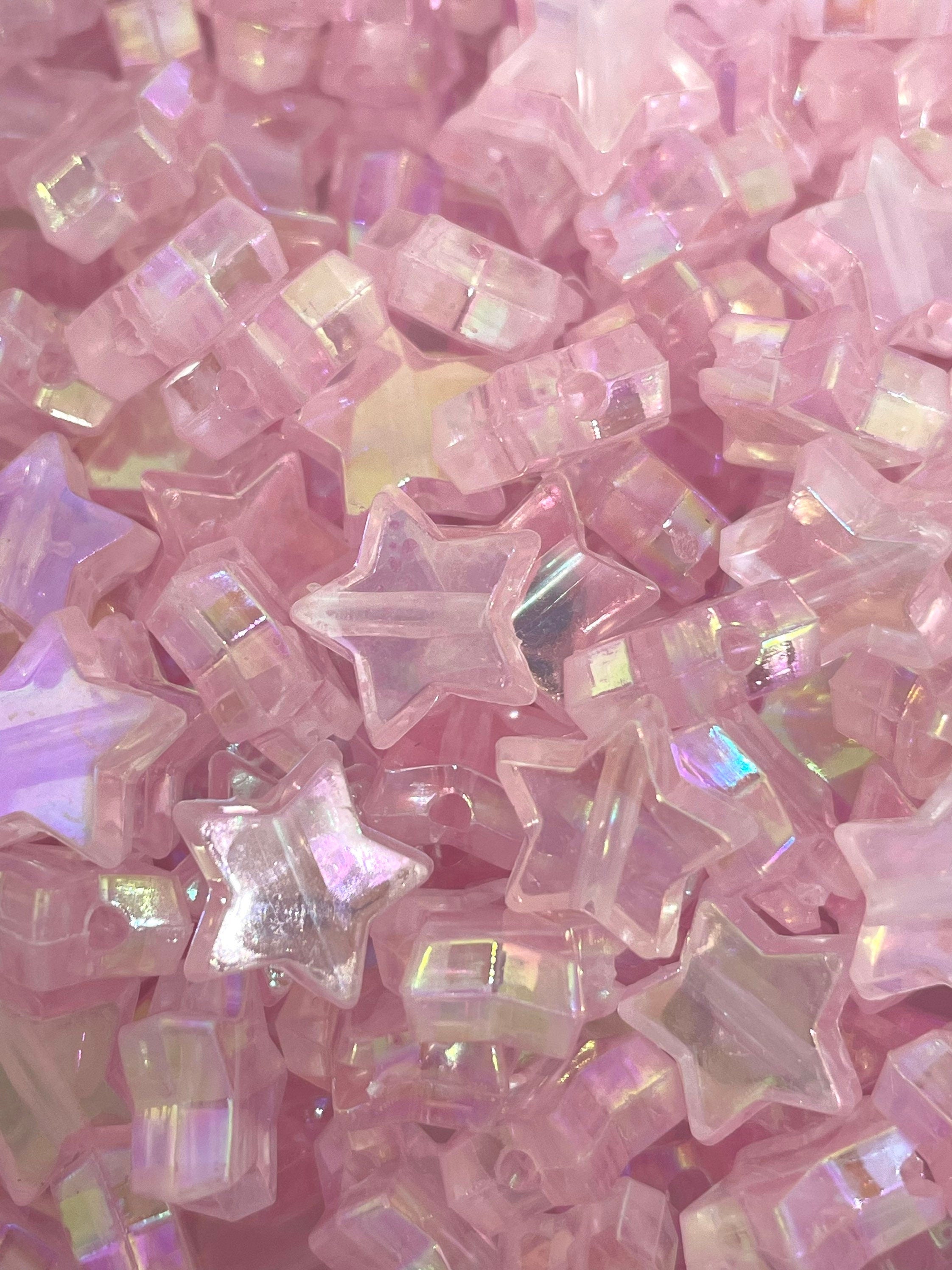 Iridescent Baby Pink Star Beads, Star Shaped Beads for Jewelry Making, Necklace, Bracelet, Celestial Jewelry