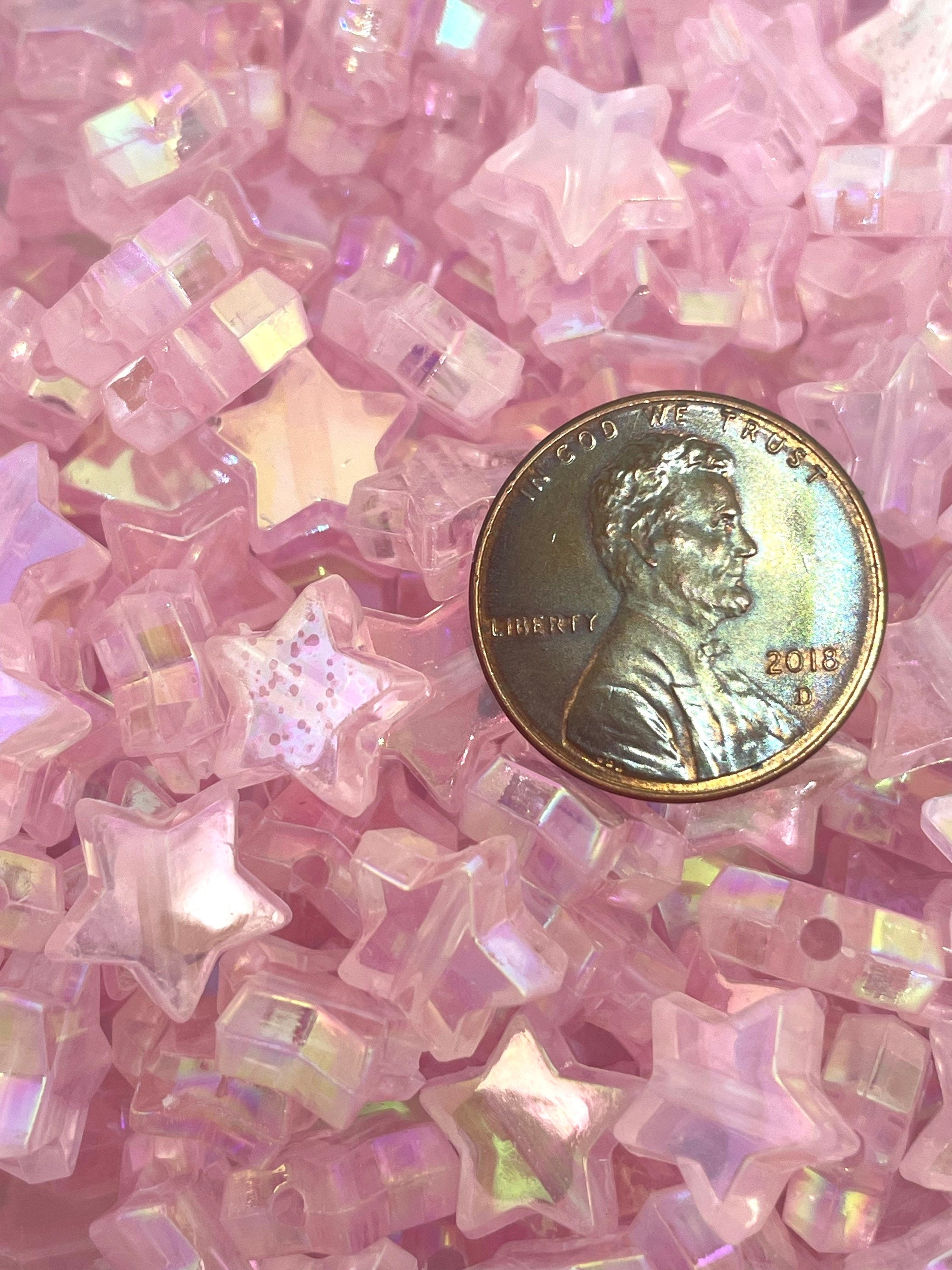 Iridescent Baby Pink Star Beads, Star Shaped Beads for Jewelry Making, Necklace, Bracelet, Celestial Jewelry