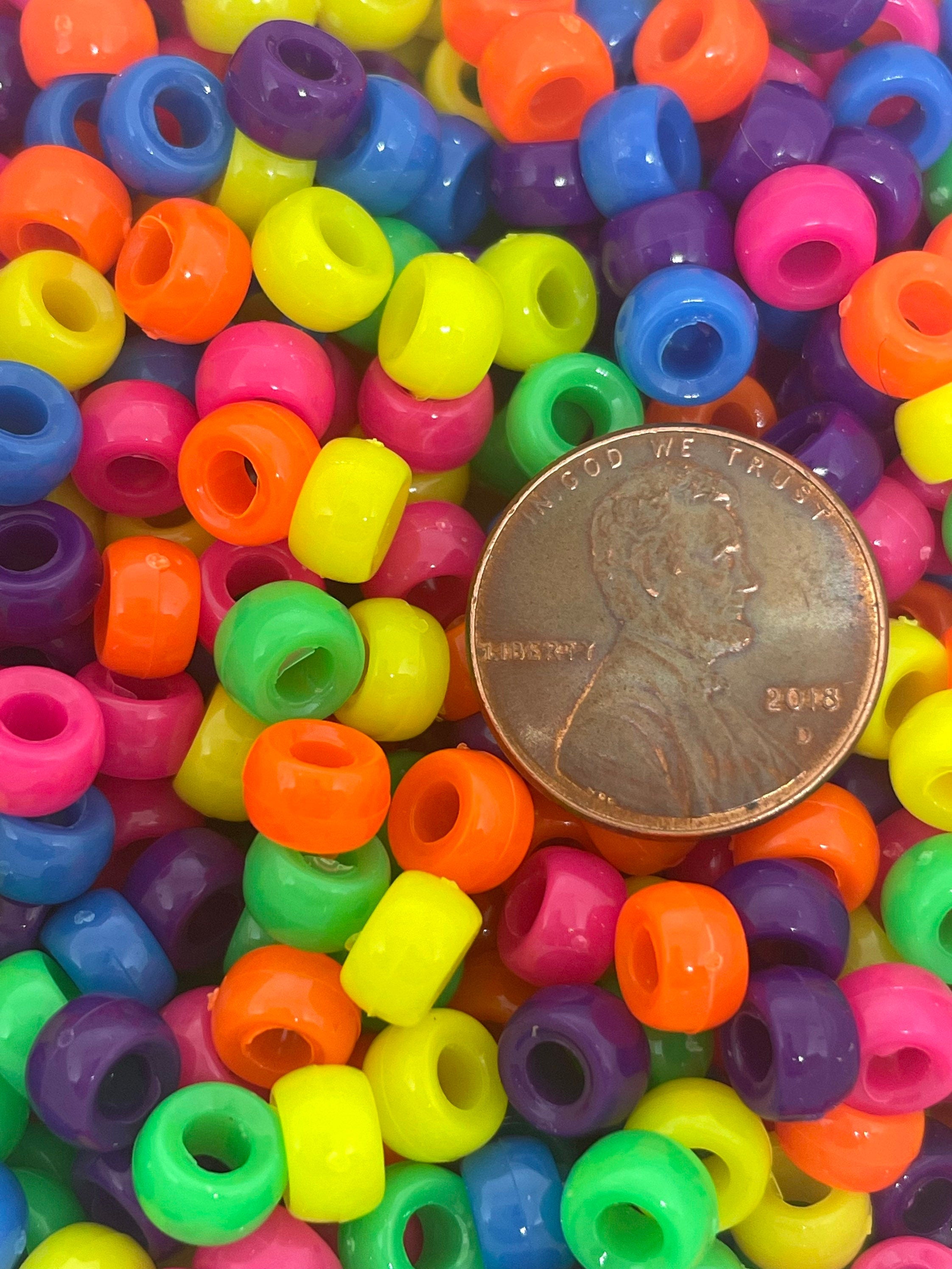 Mini Neon Bright Barrel Beads for Jewelry Making, Mini Pony Beads, Tiny Bright Colored Beads for Bracelet, Kandi Beads, EDM, Rave Jewelry