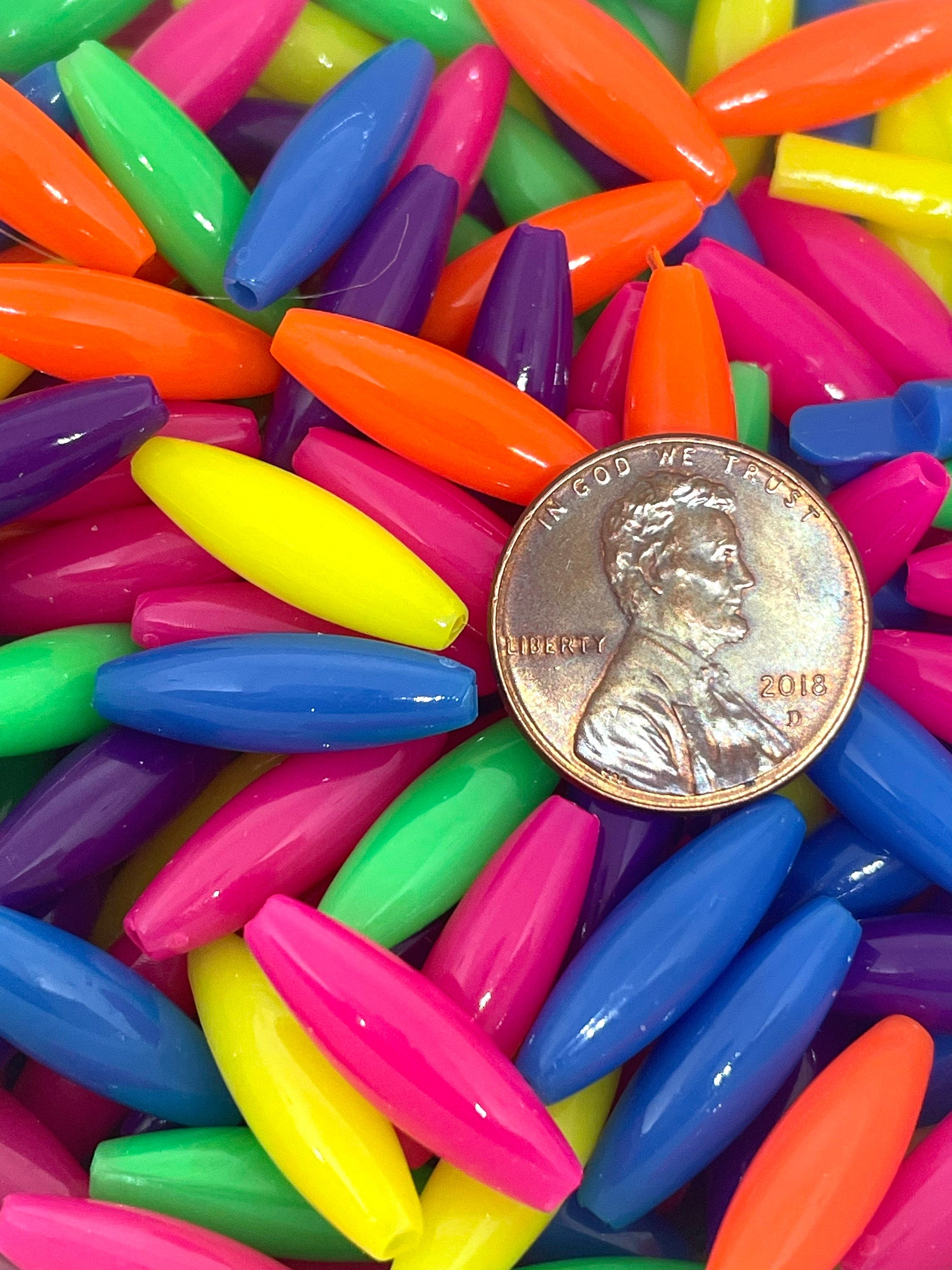 Bright Neon Spaghetti Beads, Oval Bead Set for Necklace, Bracelet, Jewelry Making, Acrylic Beads, Bright Tube Beads, Cylinder Beads