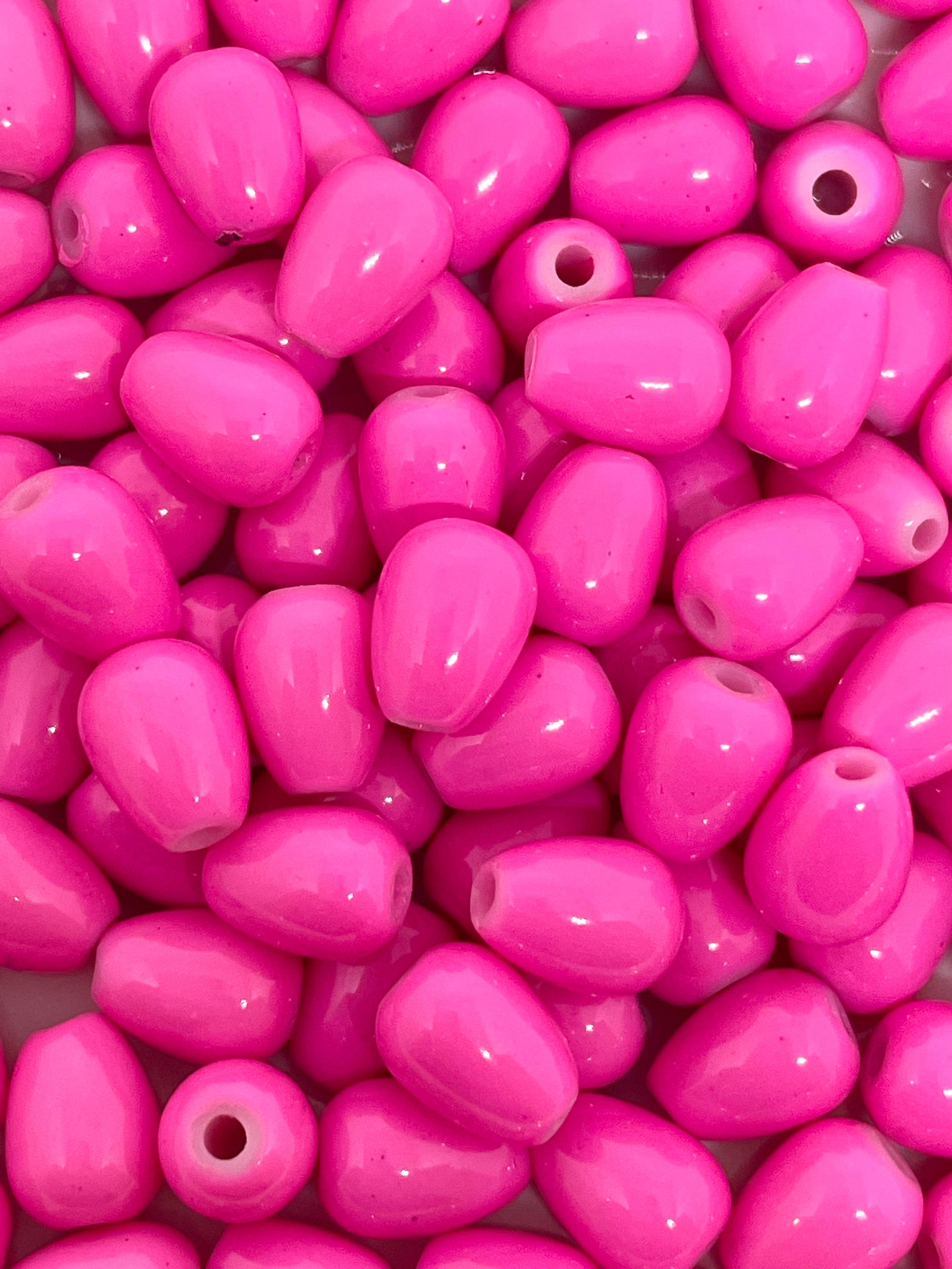 Bright Pink Tear Drop Beads for Earrings, Madison Pink Beads, Glass Beads