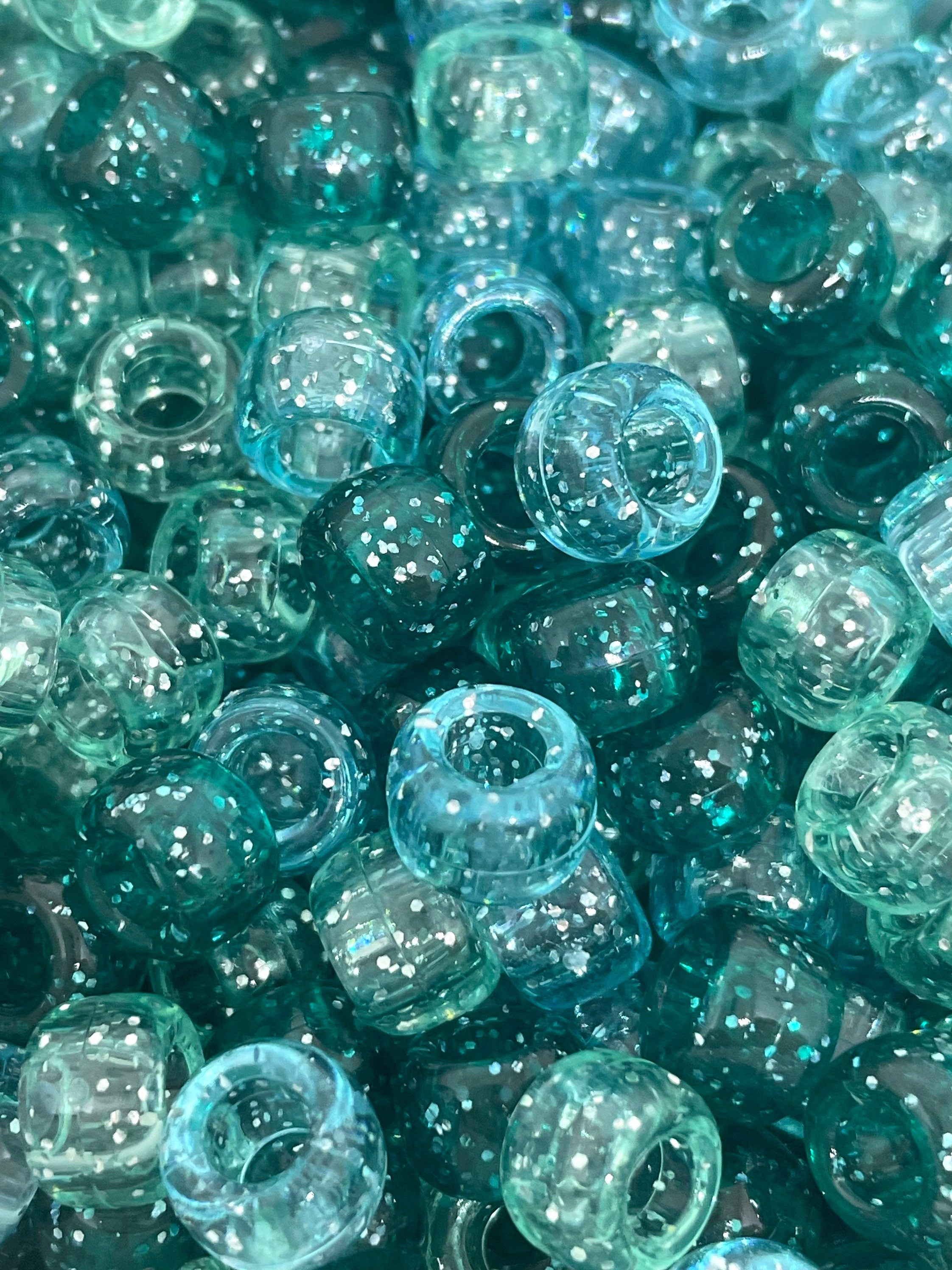 Frozen Themed Sparkle Bead Mix for Party, Blue Themed Beads, Glitter Bead Assortment, Bulk Beads, Sea Themed Barrel Beads