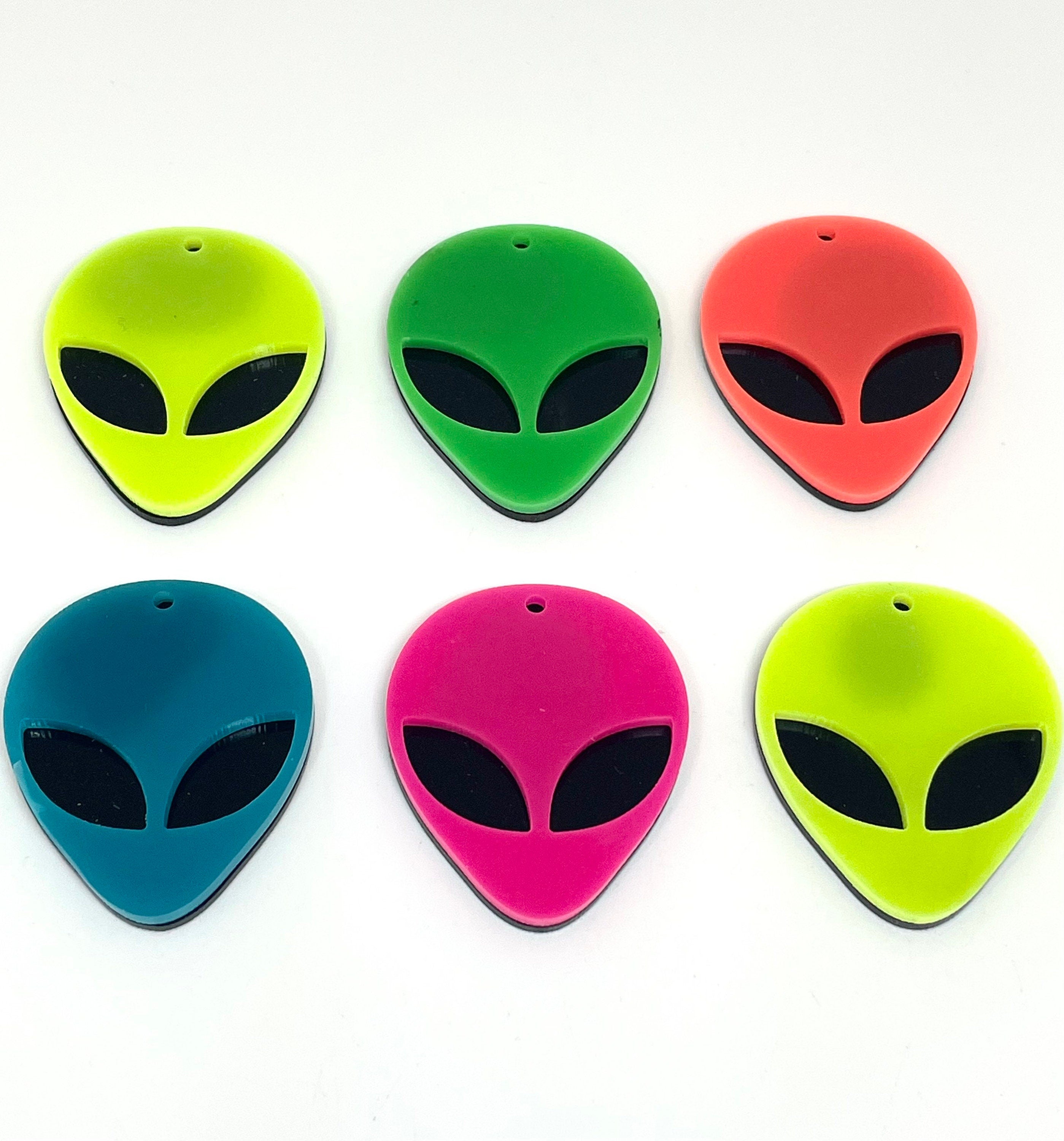 Neon Bright Colored Alien Charms for Jewelry Making, Resin Charms, UFO, Alien Jewelry, Outer Space, Creepy Charms