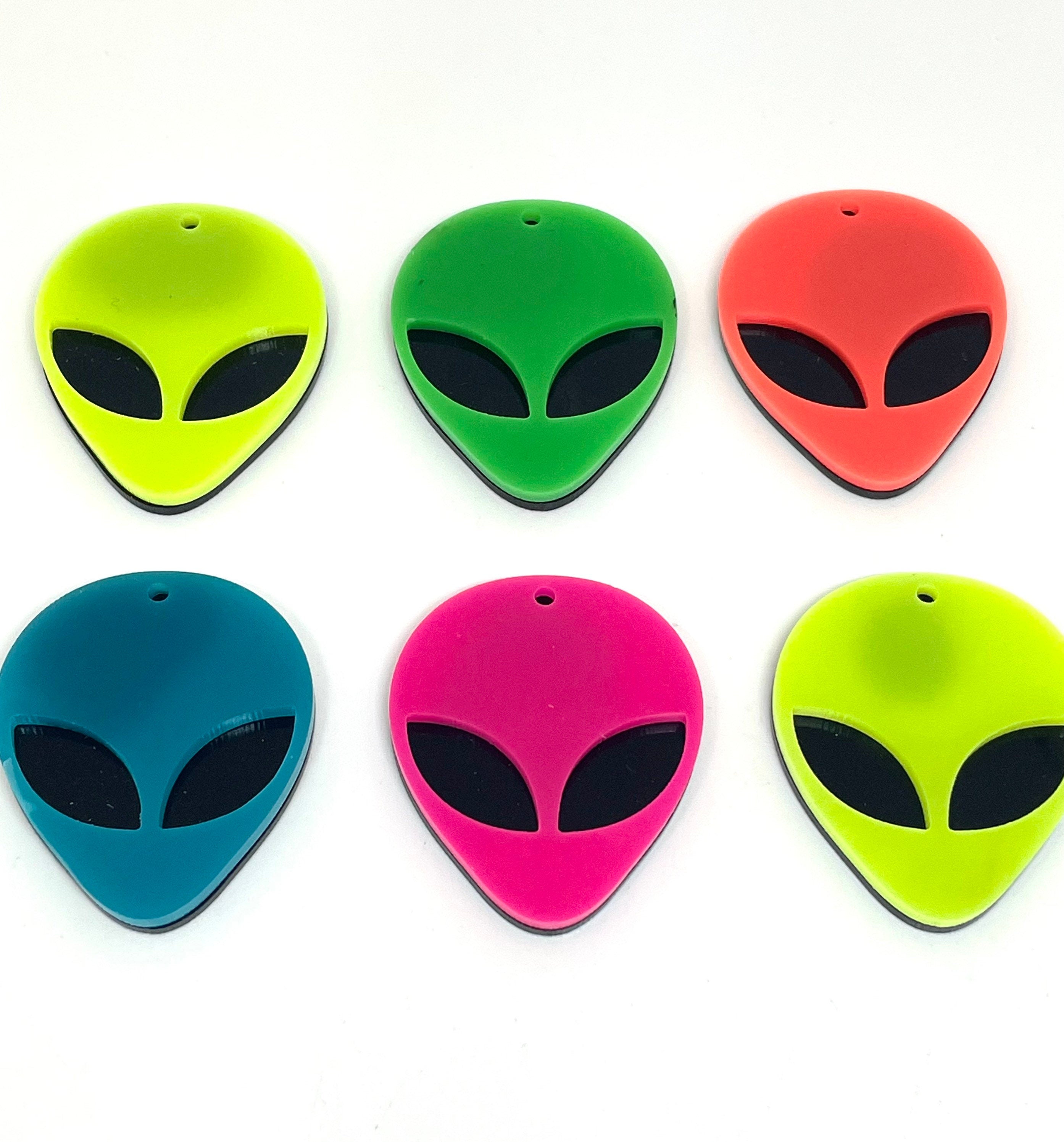 Neon Bright Colored Alien Charms for Jewelry Making, Resin Charms, UFO, Alien Jewelry, Outer Space, Creepy Charms