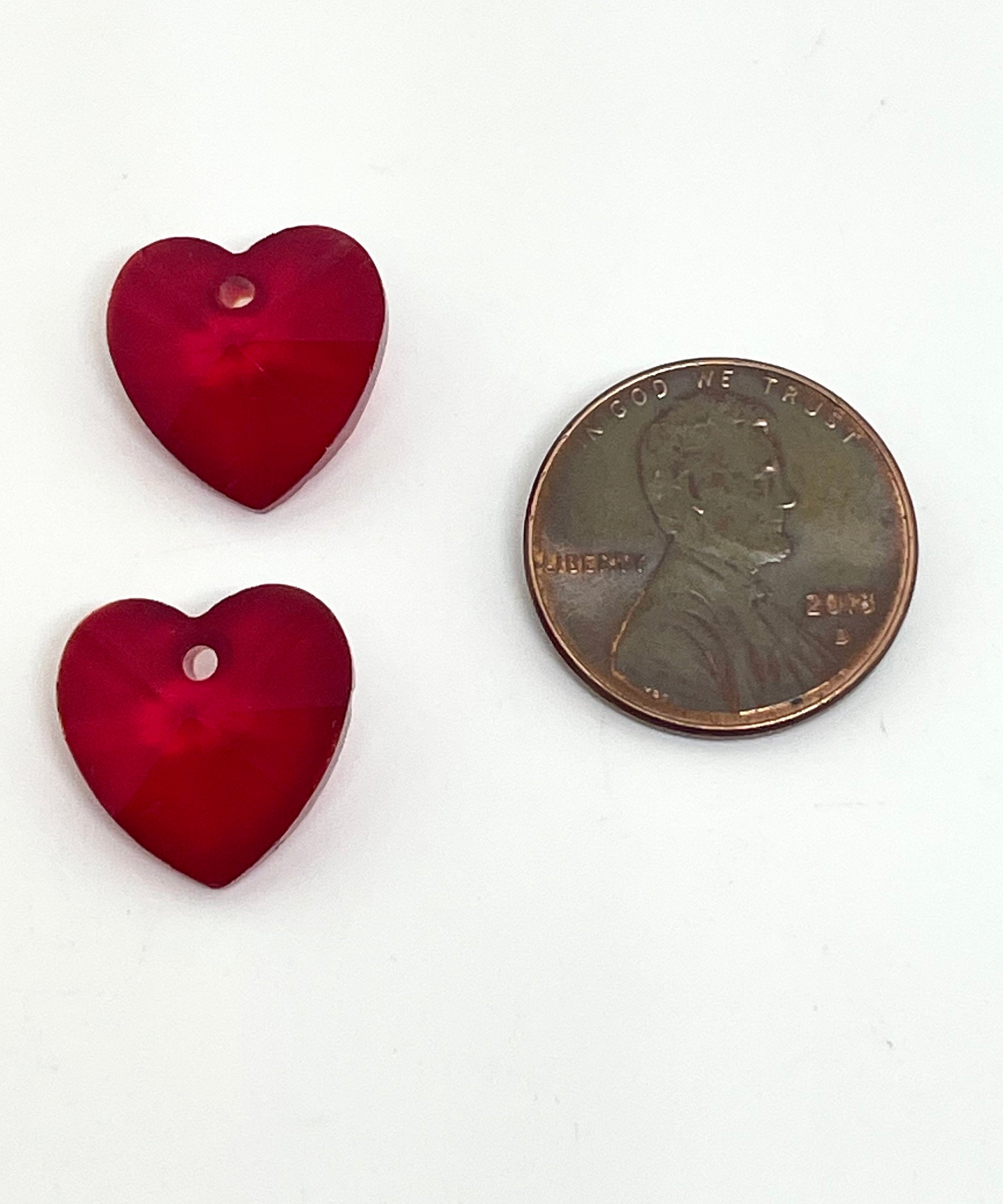 Bright Red Glass Heart Bead for Jewelry Making, Statement Bead