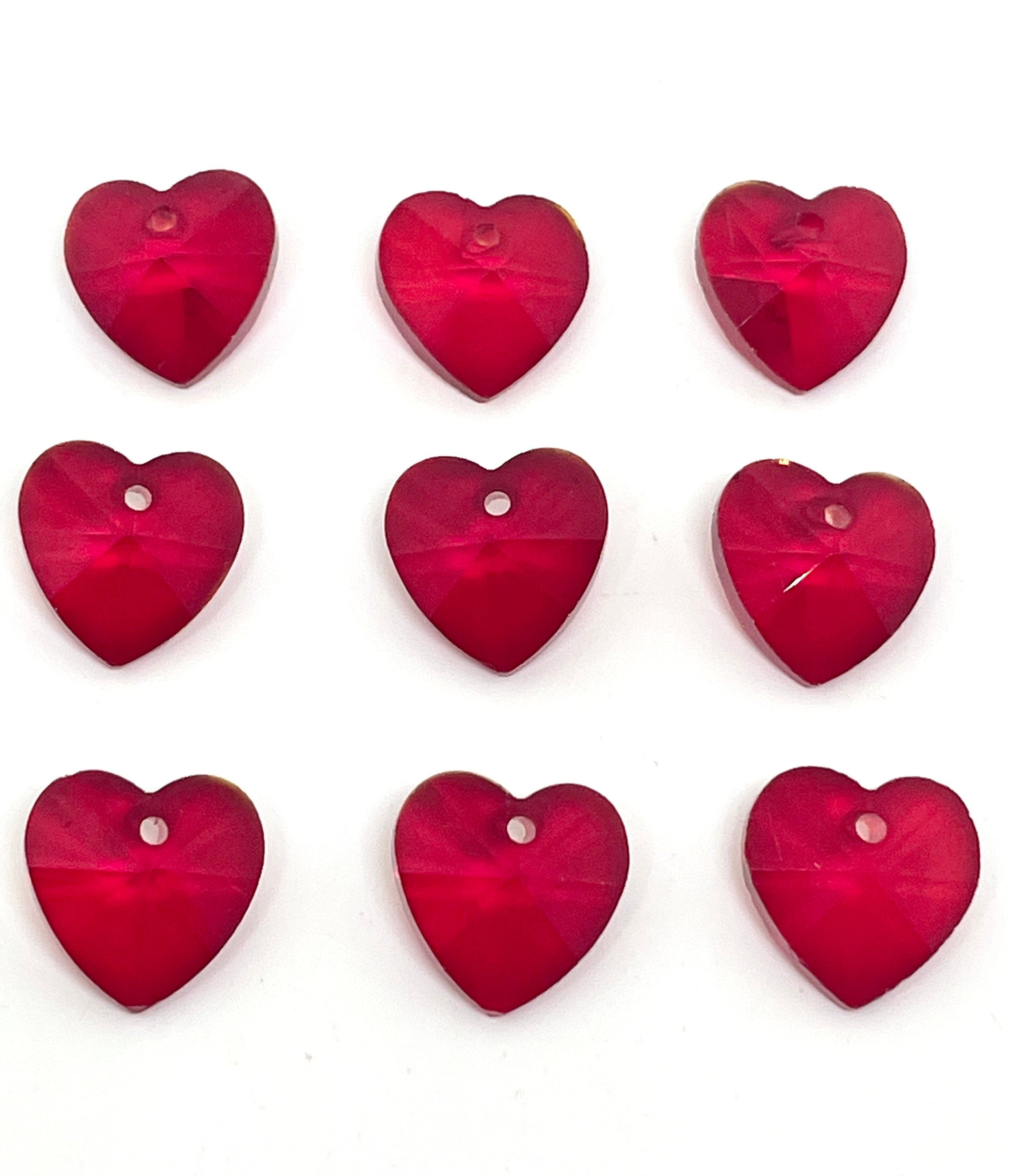 Bright Red Glass Heart Bead for Jewelry Making, Statement Bead