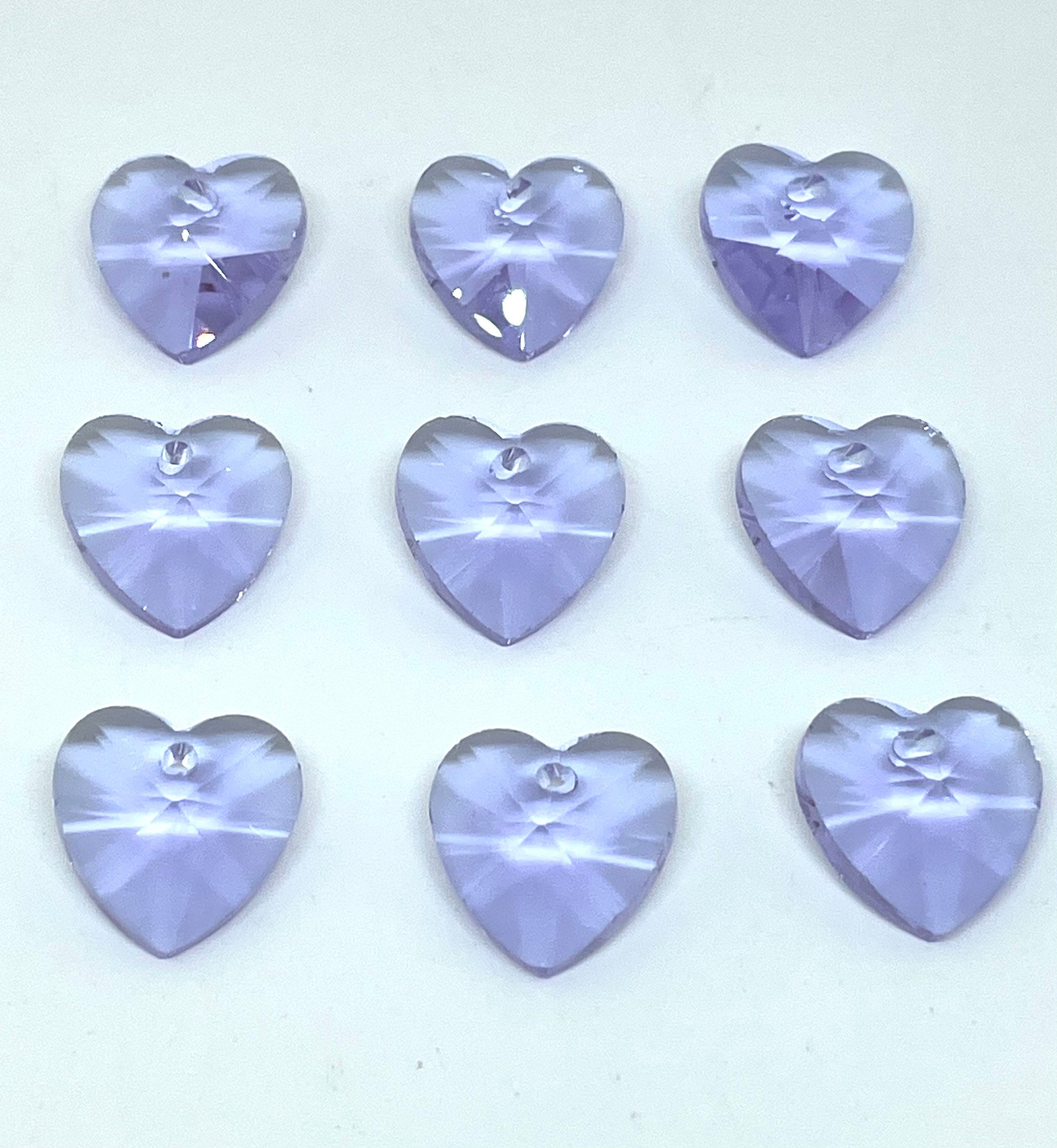 Beautiful Glass Lavender Heart Charm for Jewelry Making, Gorgeous Heart Beads