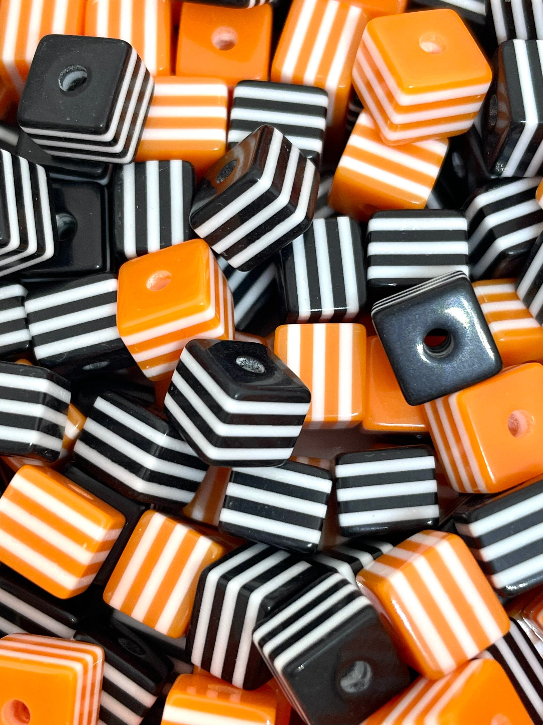 Halloween Candy Beads for Jewelry Making, Square Halloween Jewelry, Cube Beads, Goth Beads, Spooky Beads
