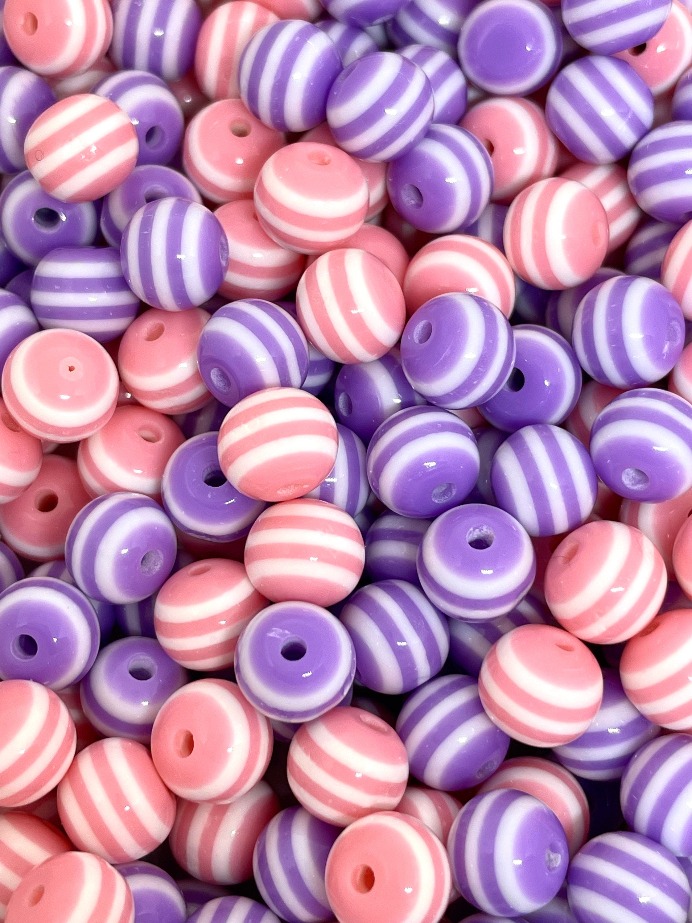 8mm Cute Pastel Striped Beads