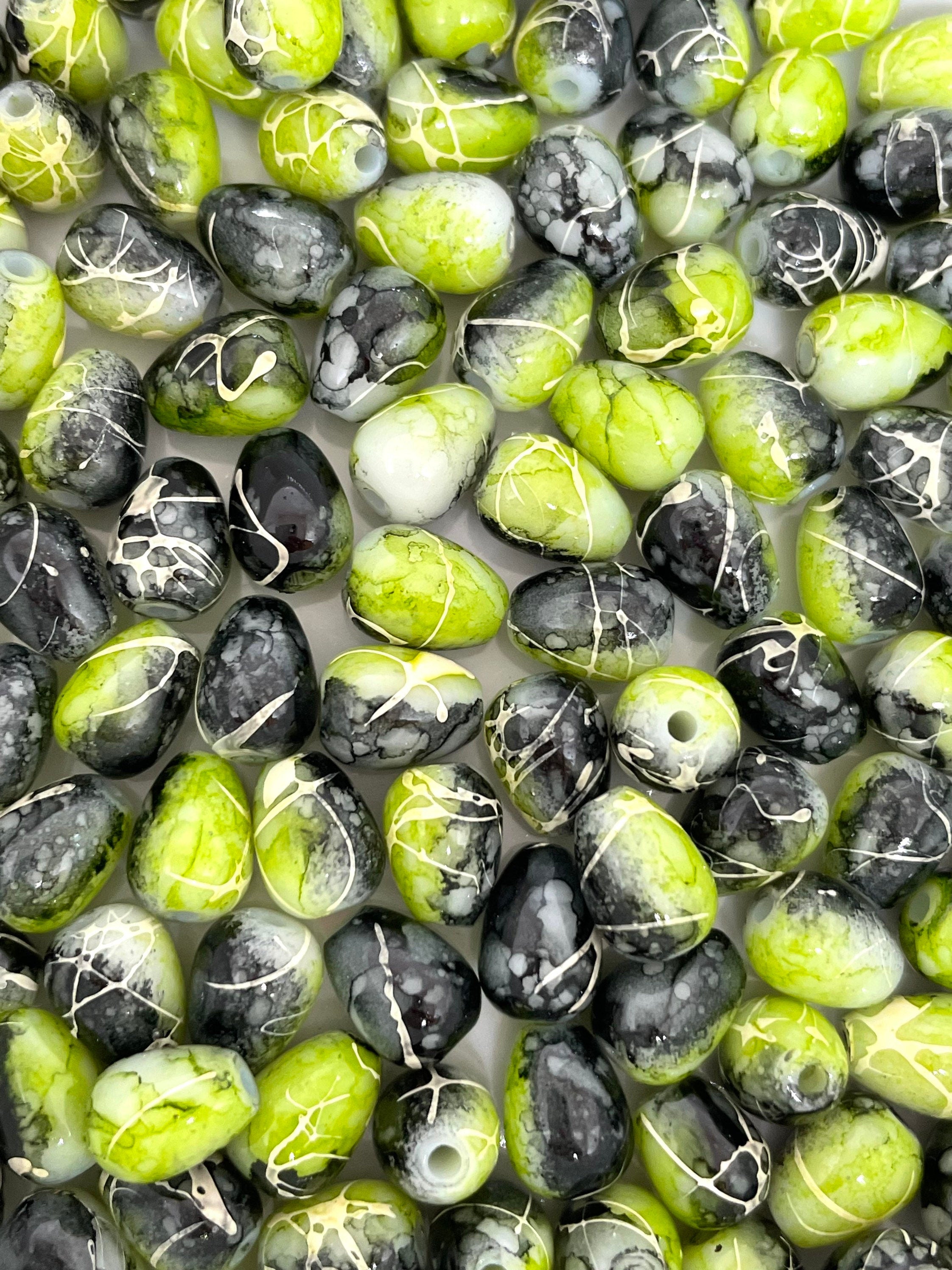 Halloween Beads, Witch Beads for Earrings, Goth Beads, Gothic Beads, Glass Tear Drop Beads for Jewelry Making