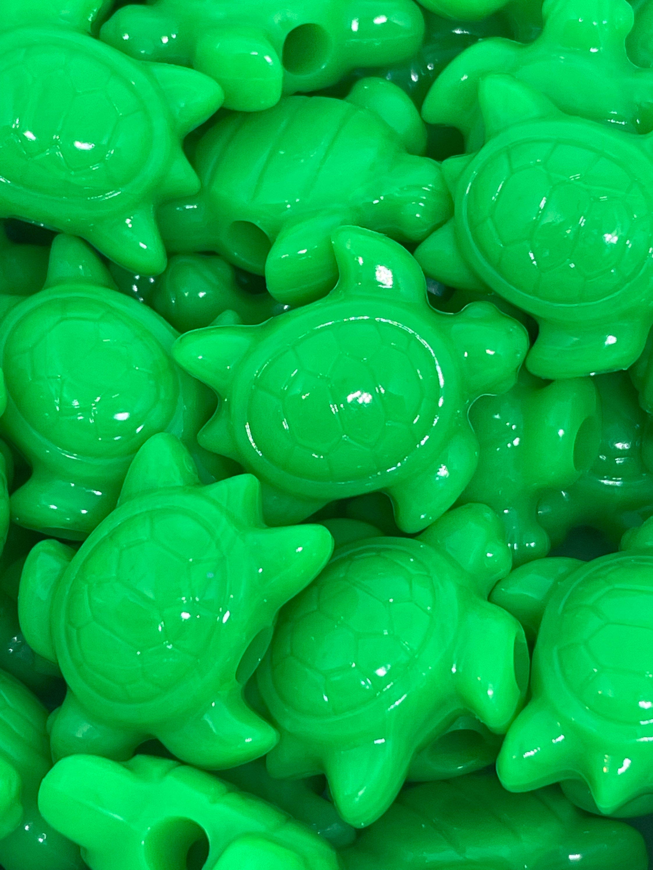 Bright Green Turtle Beads, Neon Green Turtle Charms for Jewelry Making, Green Themed, Ocean Beads, Pendant