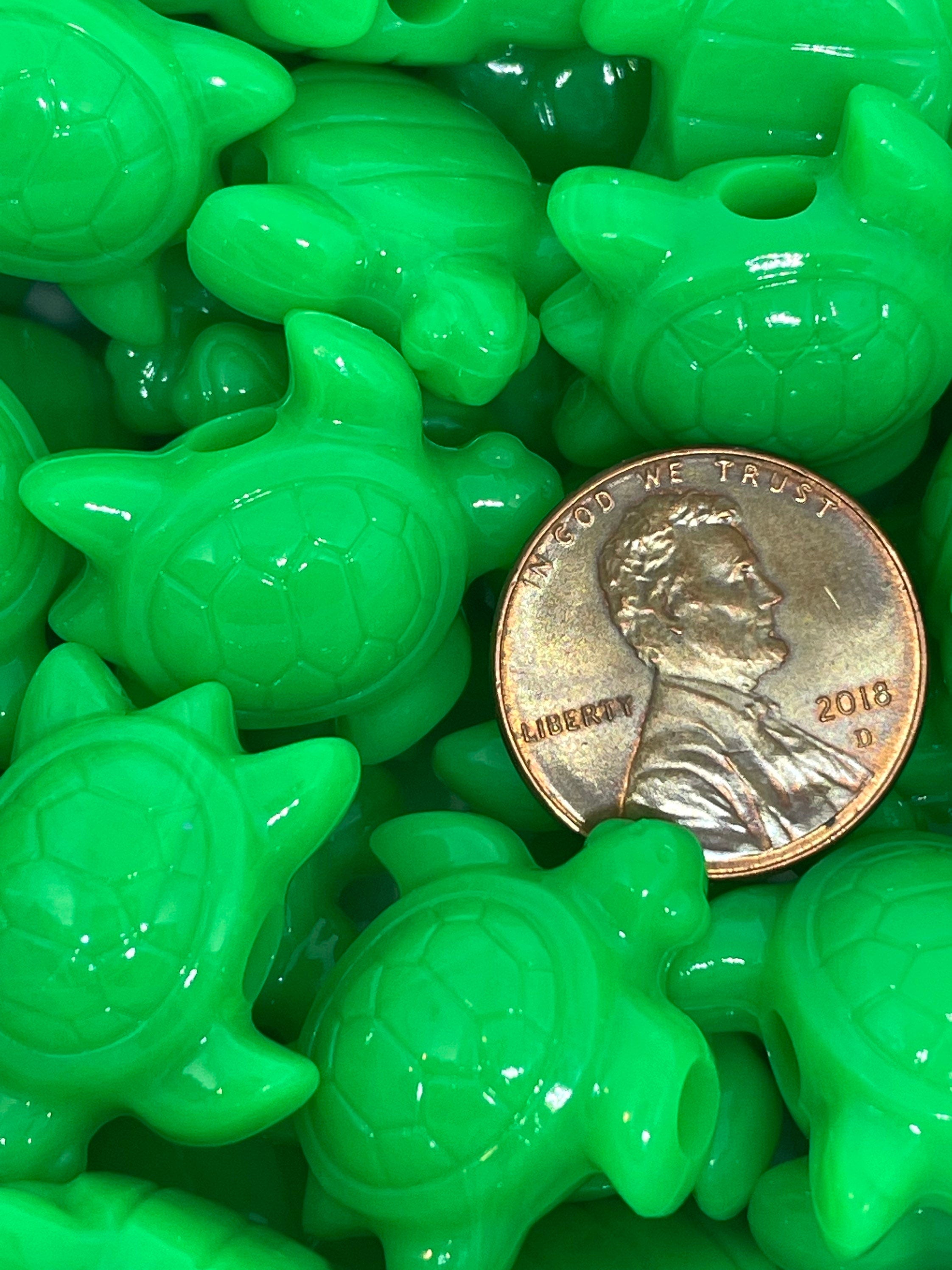 Bright Green Turtle Beads, Neon Green Turtle Charms for Jewelry Making, Green Themed, Ocean Beads, Pendant