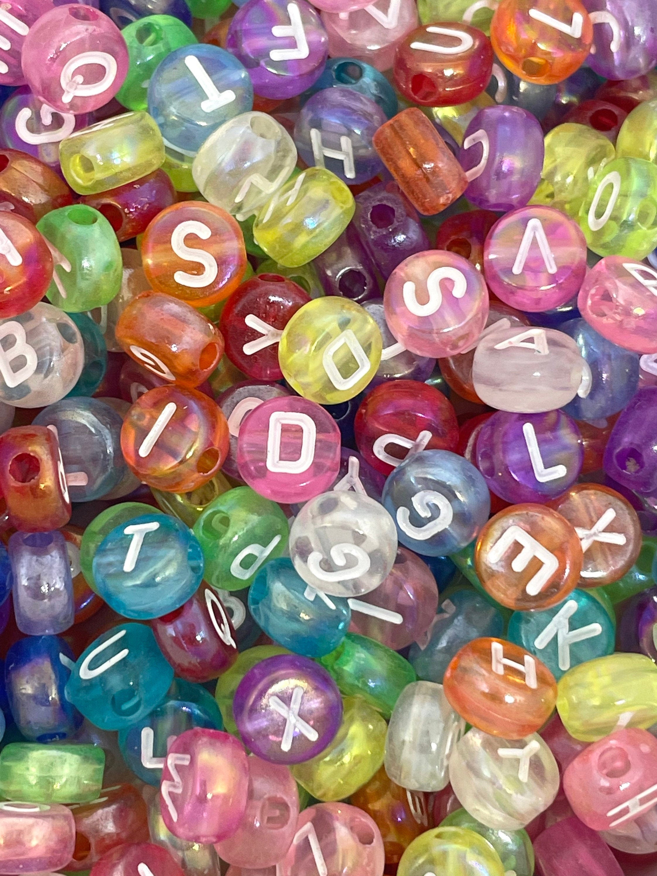 Iridescent Rainbow Mermaid Letter Beads for Jewelry, Bracelet, Alphabet Beads, Word Beads for Name Jewelry