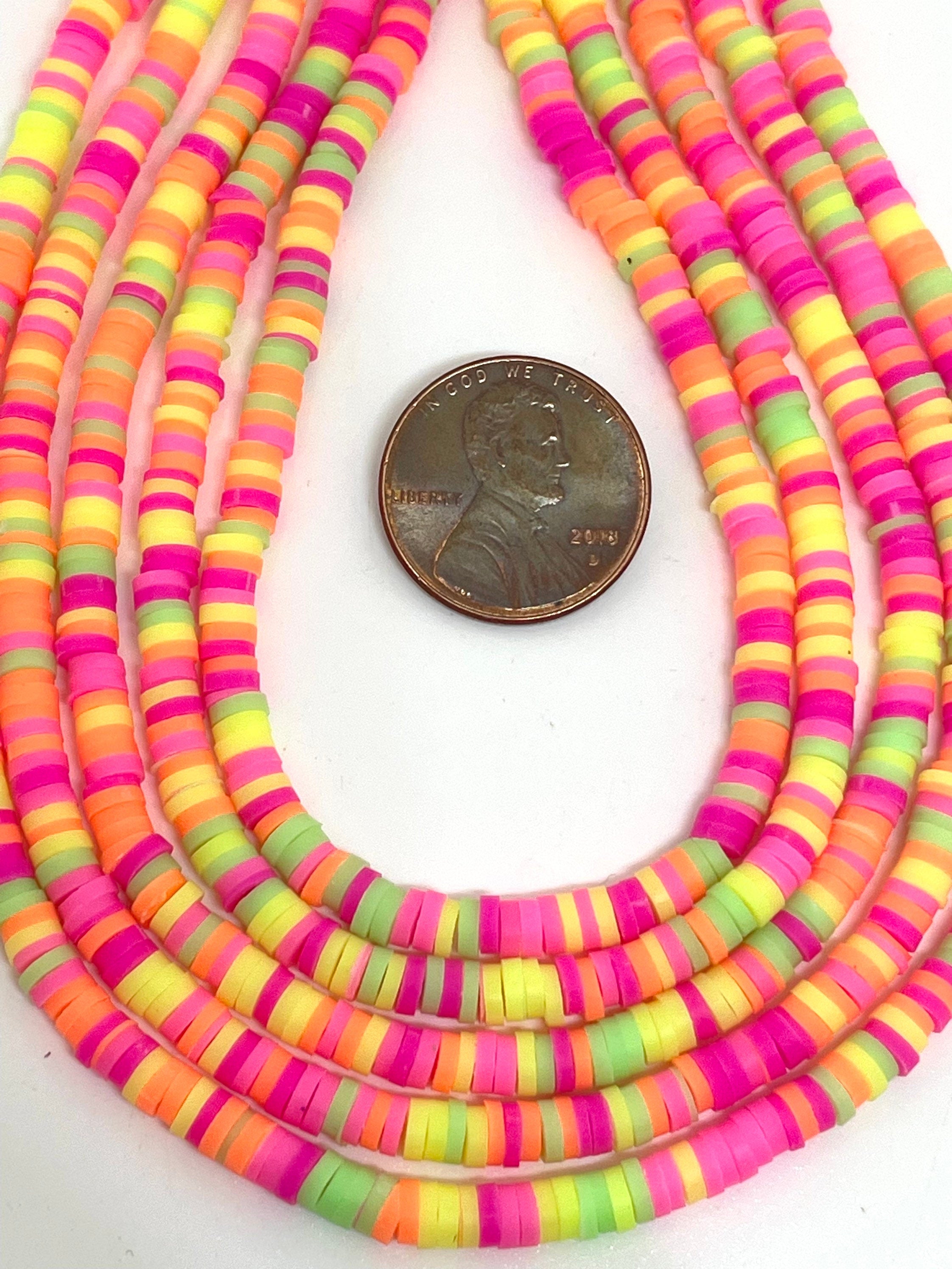 Mini Bright Neon Heishi Beads for Necklace, Jewelry Making, Bright Colored Beads, Rave Beads, Neon Jewelry