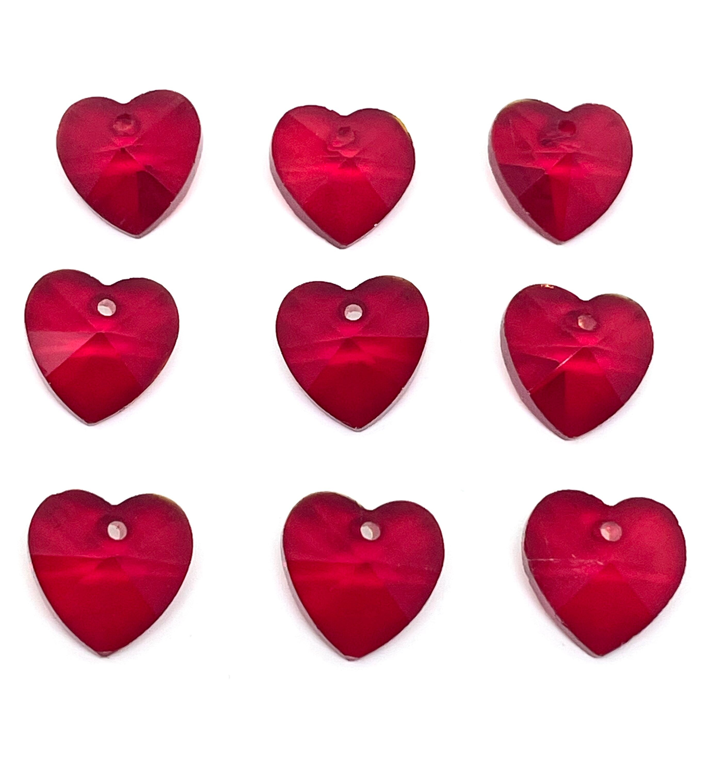 Bright Red Glass Heart Bead for Jewelry Making, Statement Bead