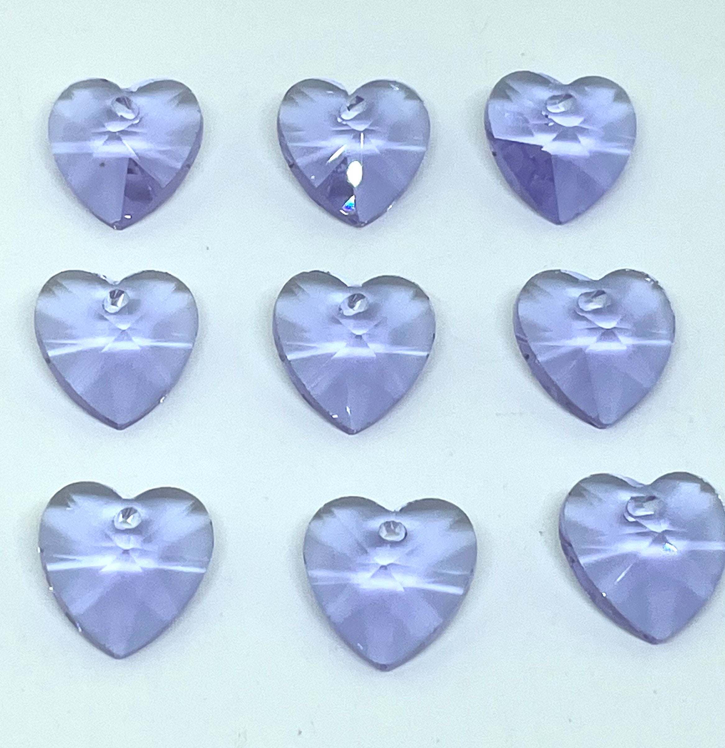 Beautiful Glass Lavender Heart Charm for Jewelry Making, Gorgeous Heart Beads