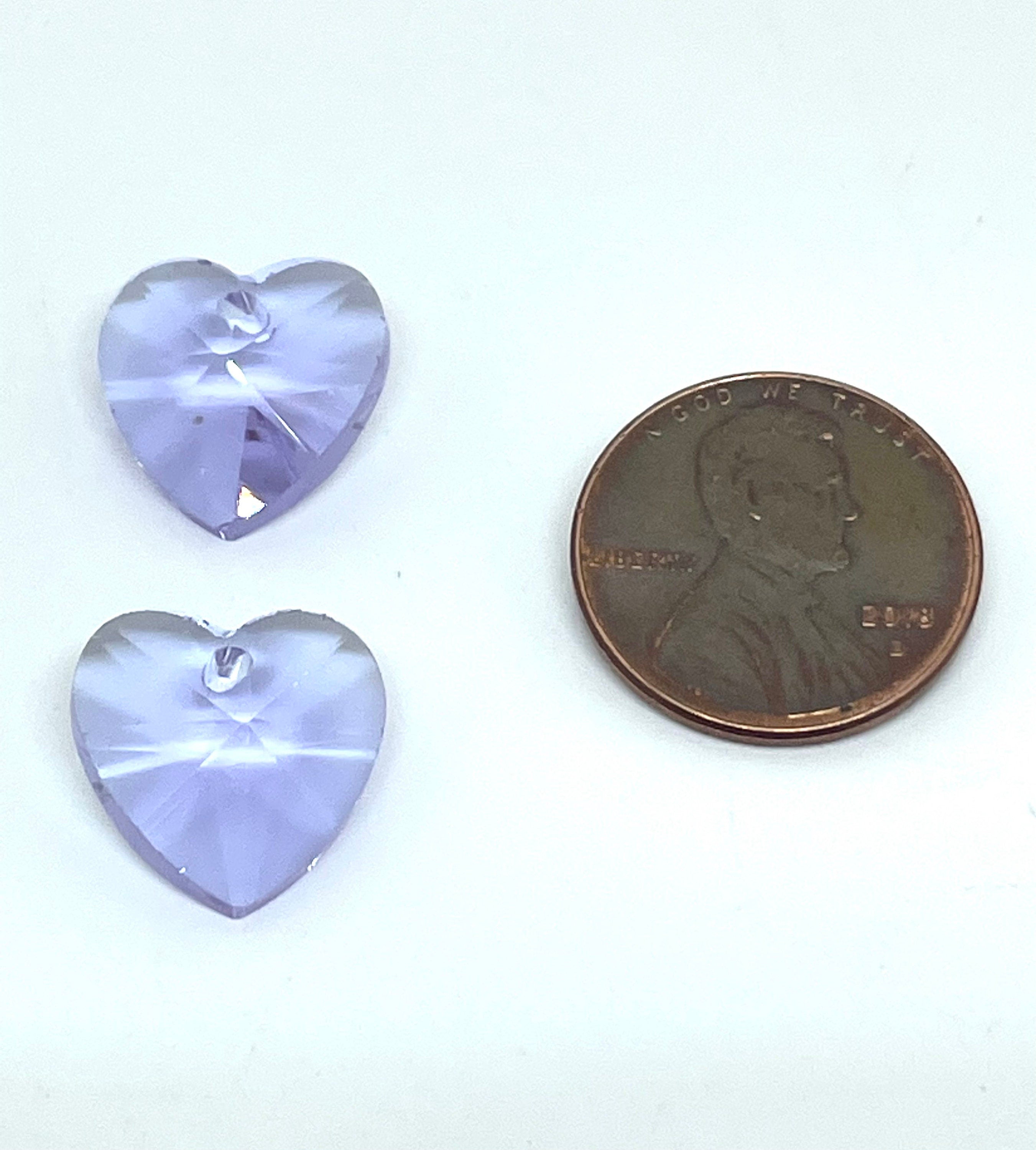 Beautiful Glass Lavender Heart Charm for Jewelry Making, Gorgeous Heart Beads