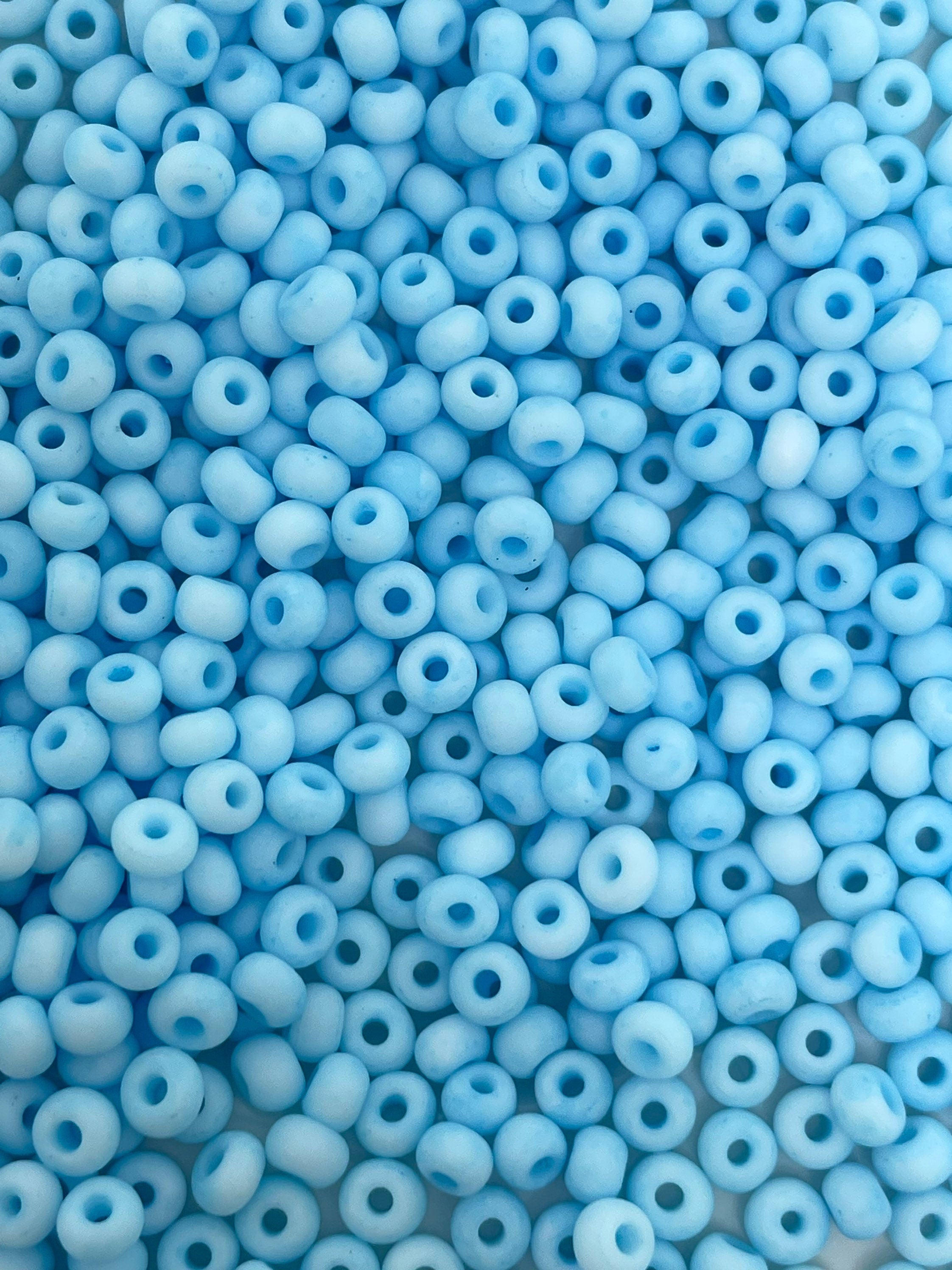 Tiny Matte Bright Blue Seed Beads, Blue Ice Cream Matte Seed Beads for Jewelry Making, Czech Seed Beads made from Glass