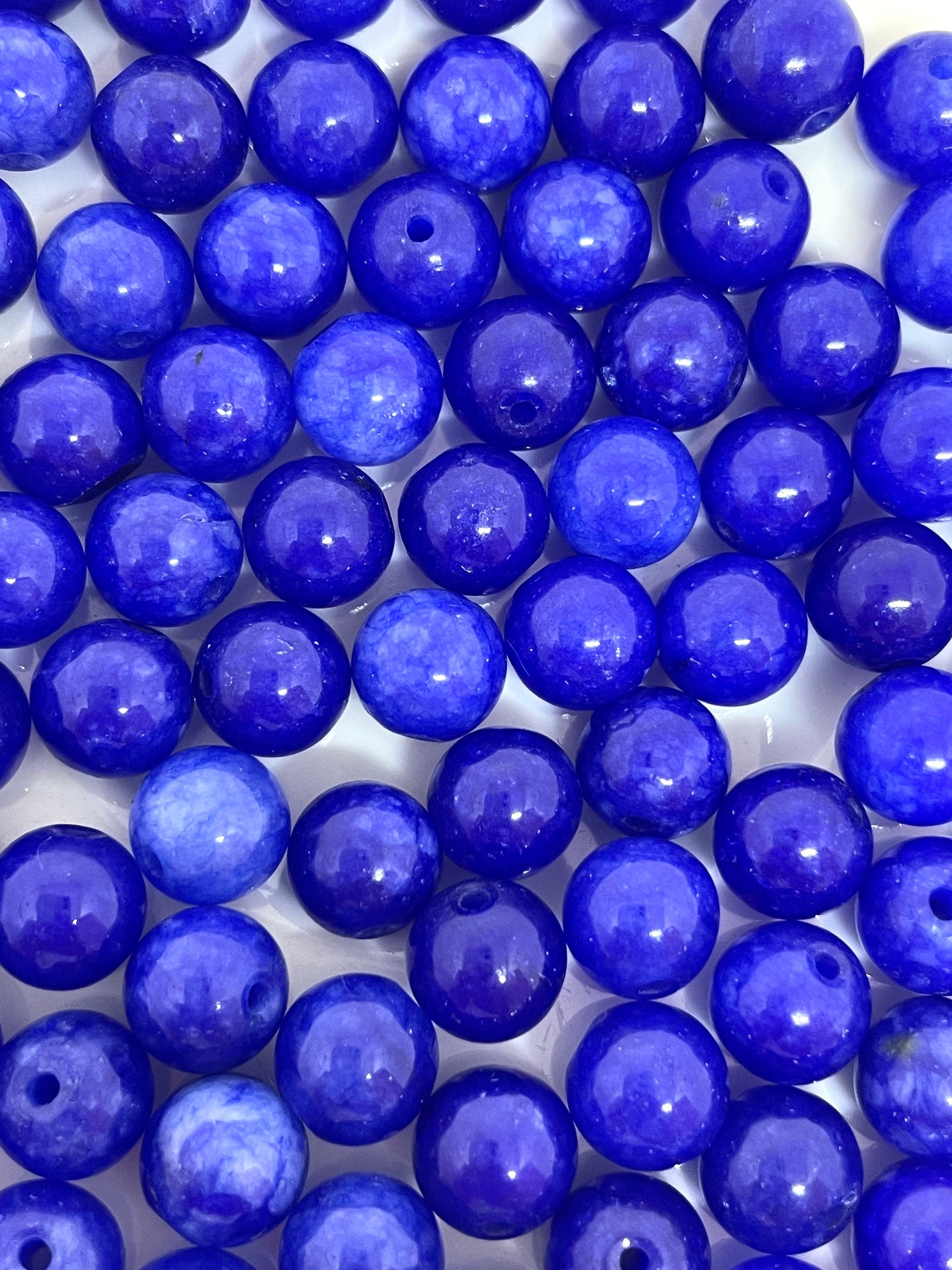 8mm Bright Blue Agate Beads