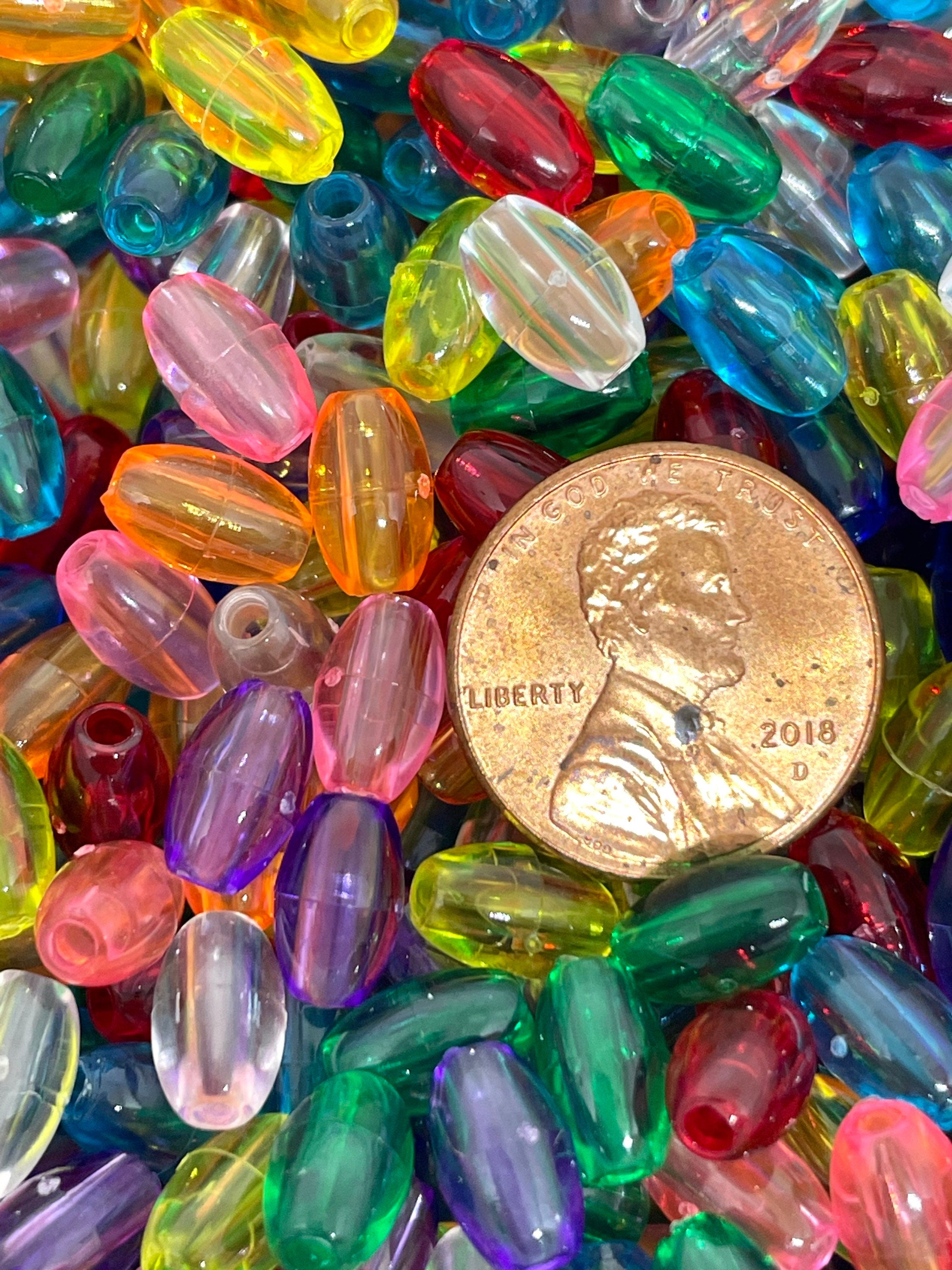Translucent Rainbow Oat Beads, Candy Beads for Jewelry Making, Clear Beads for Bracelet Making, Tic Tac Beads
