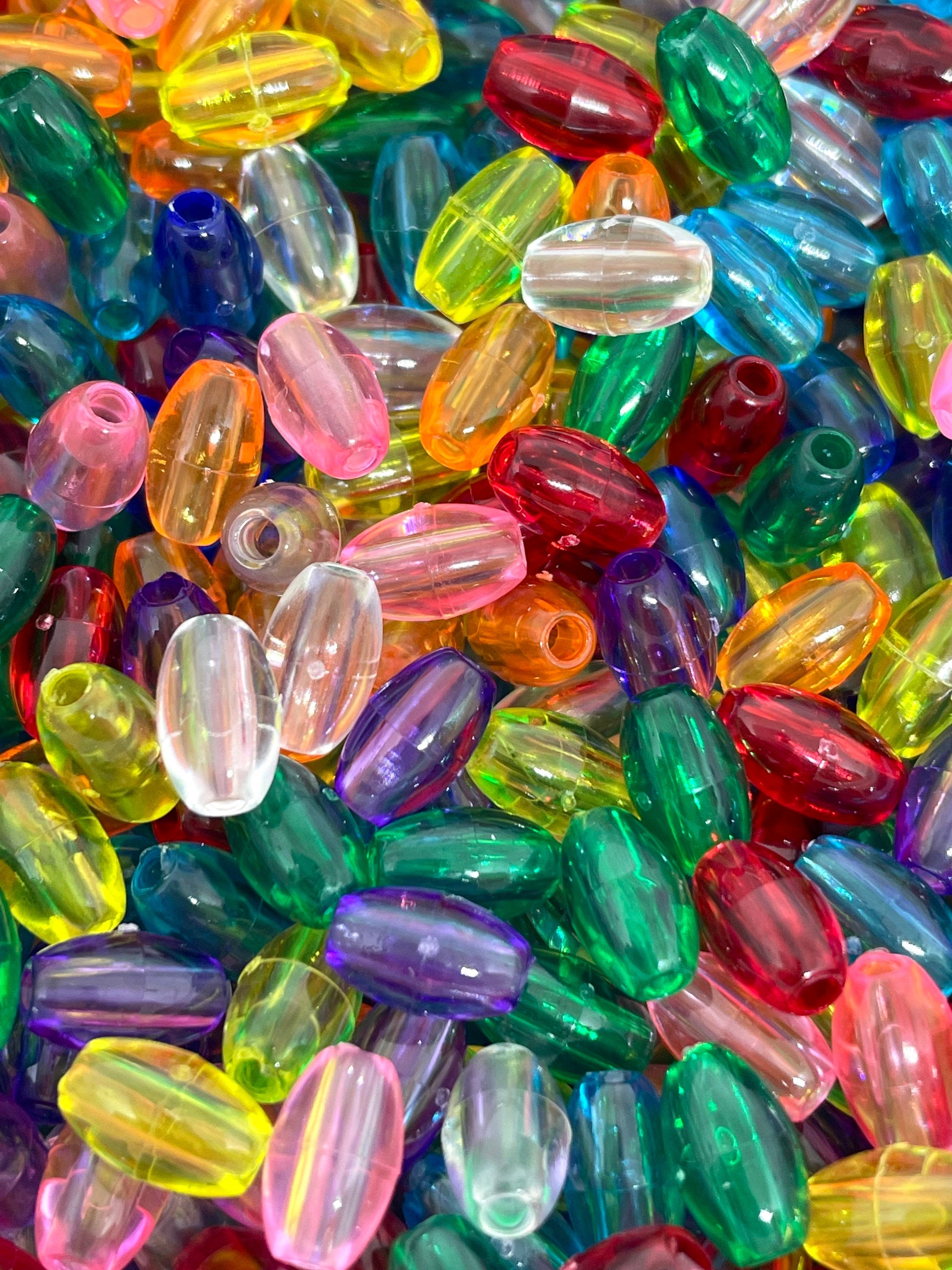 Translucent Rainbow Oat Beads, Candy Beads for Jewelry Making, Clear Beads for Bracelet Making, Tic Tac Beads