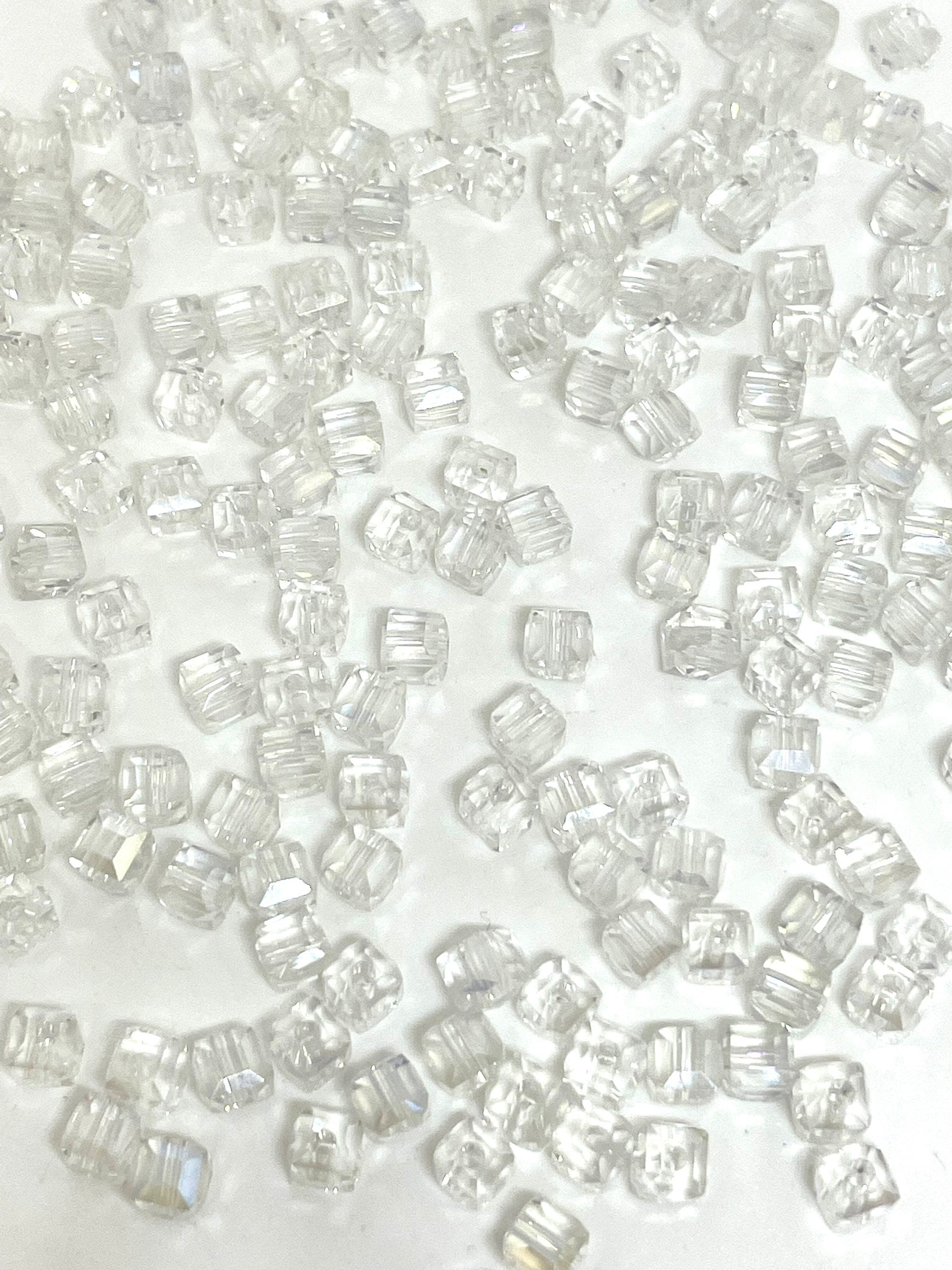 4mm Beautiful Faceted Glass Cube Beads