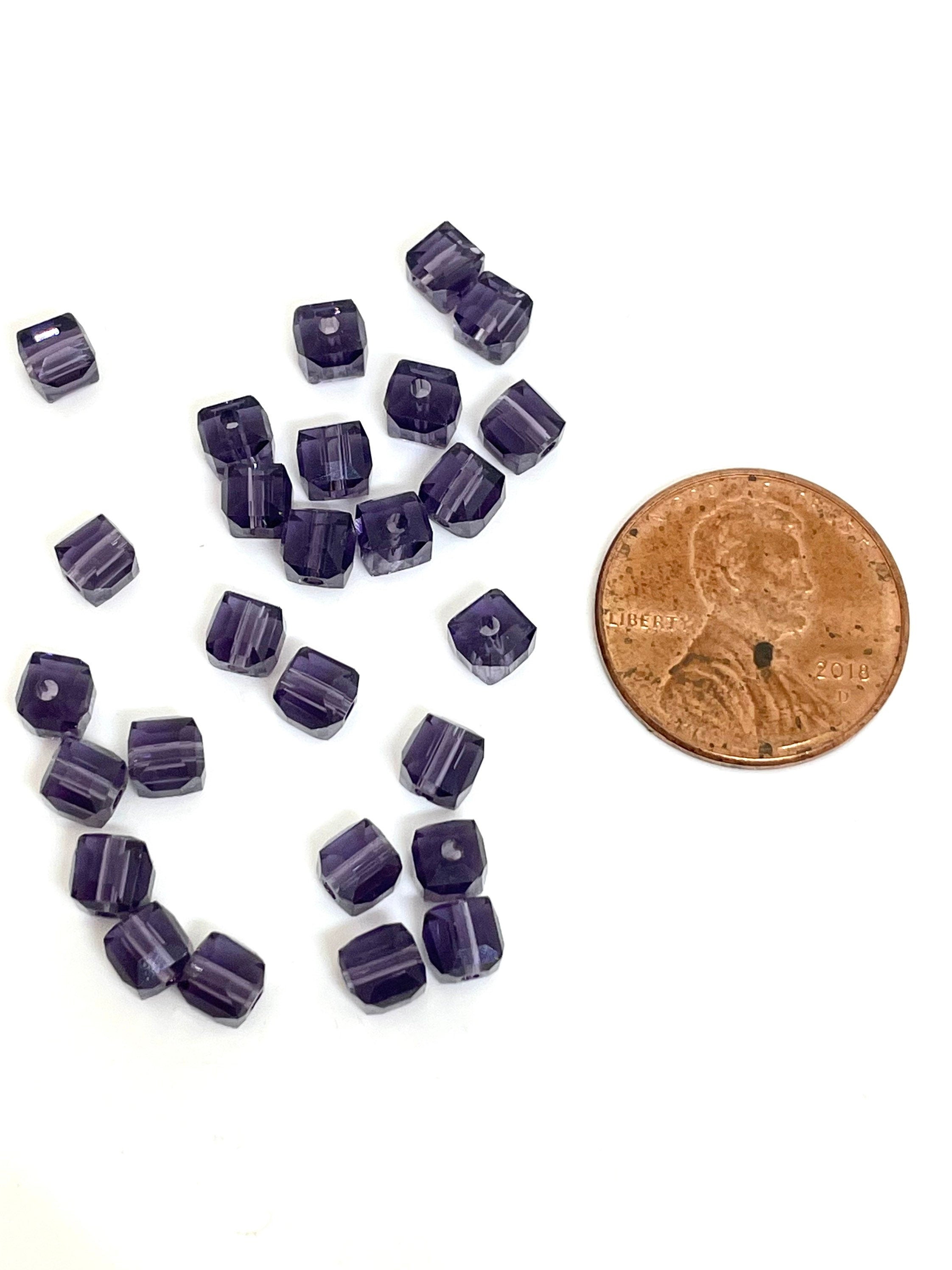 4mm Beautiful Purple Faceted Glass Cube Beads