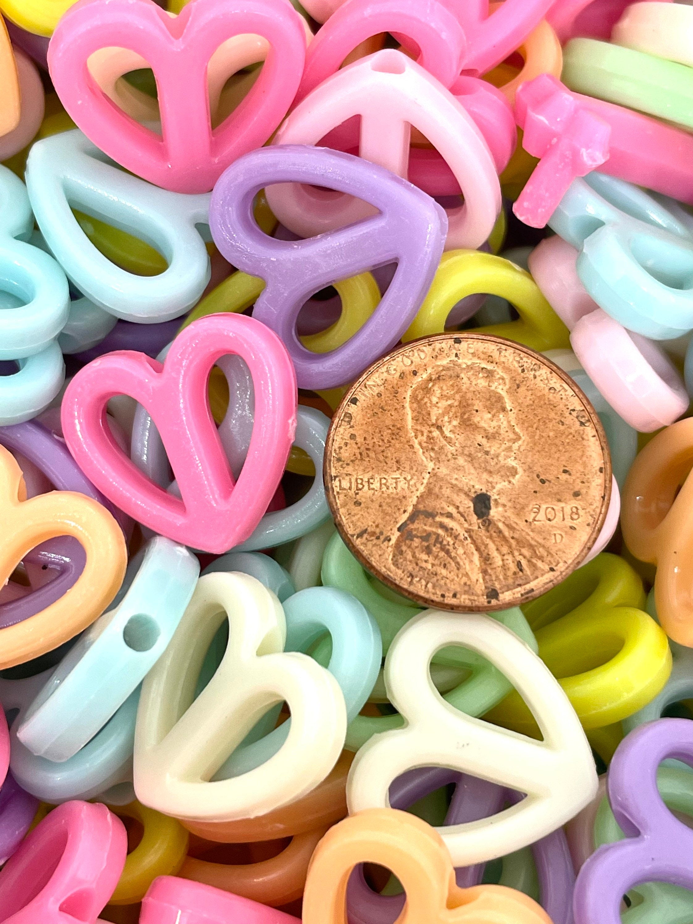 Kawaii Pastel Heart Beads, Peace Beads, Heart Pendant, Charm for Jewelry Making, Harajuku