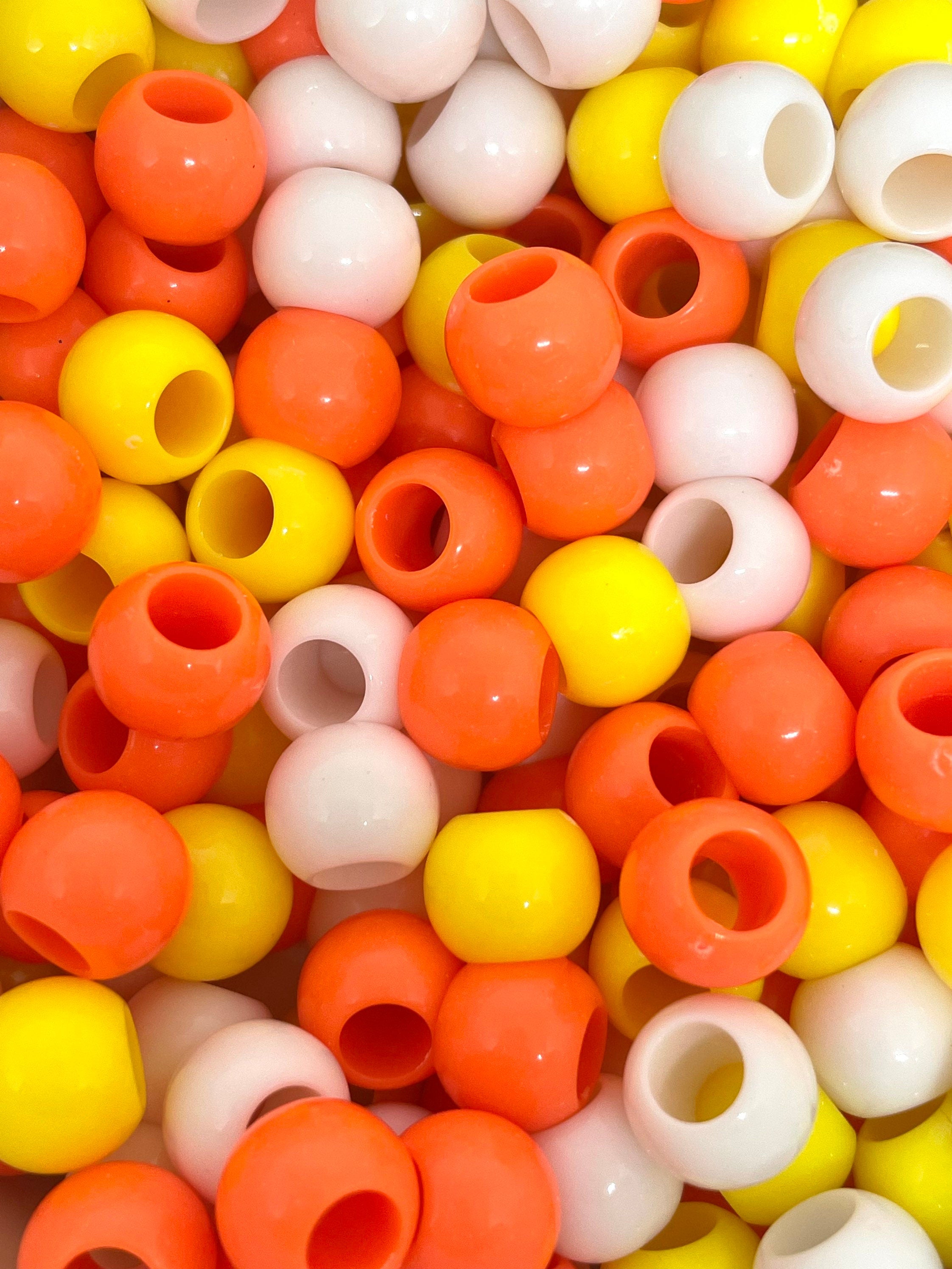 Candy Corn Themed Beads for Halloween, Hair Beads, Candy Beads for Cosplay, Braid Beads, Large Hole Beads