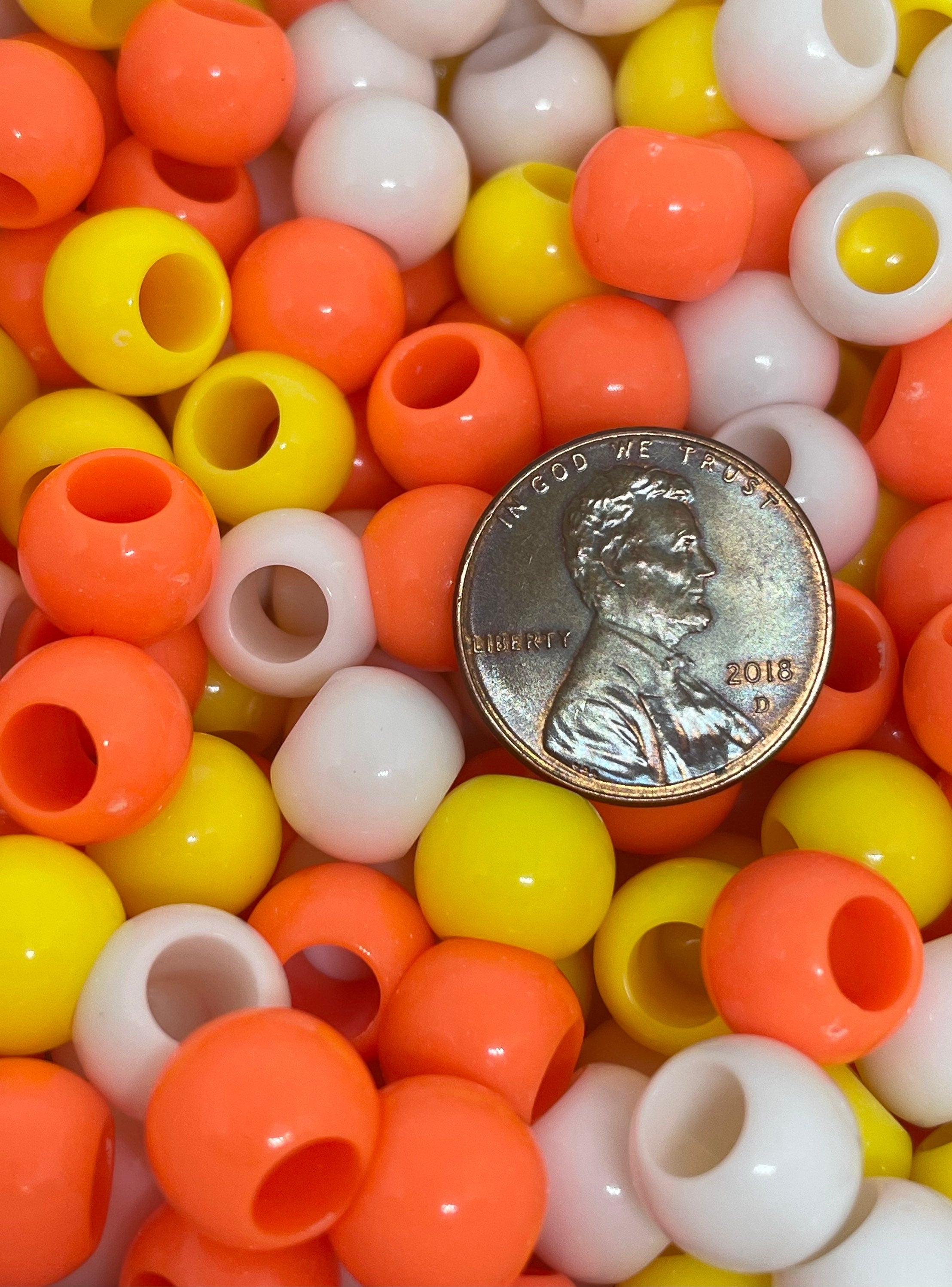 Candy Corn Themed Beads for Halloween, Hair Beads, Candy Beads for Cosplay, Braid Beads, Large Hole Beads